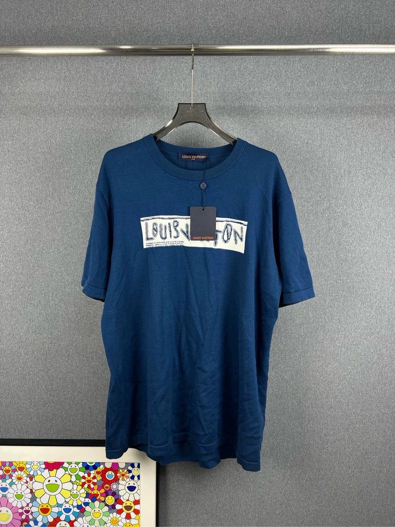 Louis Vuitton Louis Vuitton Blue Logo Knit Short Sleeve - dmc Size US L / EU 52-54 / 3 - 1 Thumbnail