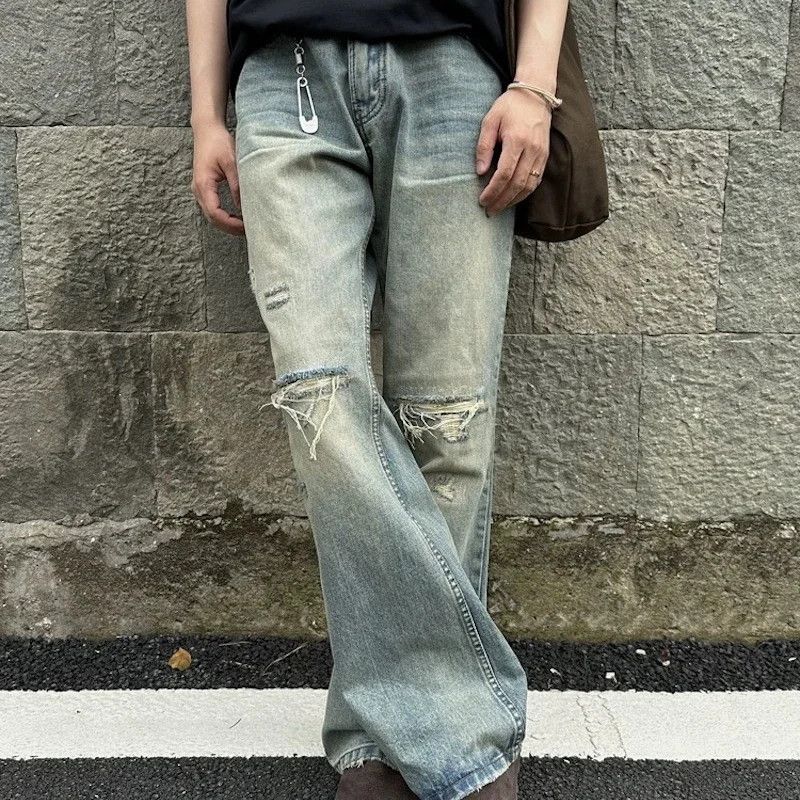 Japanese Brand × Vintage Washed Distressed Holes Flare jeans Size US 31 - 1 Thumbnail