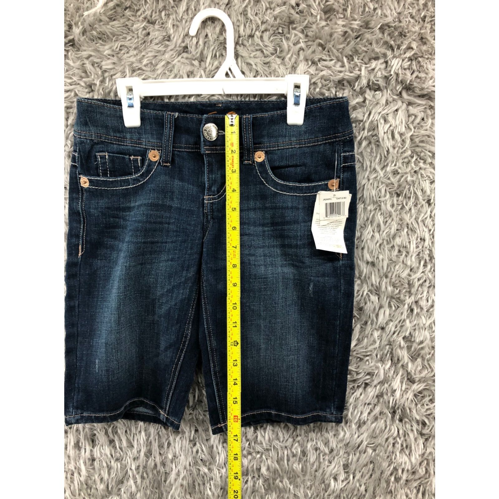 Vintage Seven7 Shorts Womens Bermuda Denim Dark Blue Jean Size 25 Mid Rise 5-Pocket Logo Angel Casual Womens Jeans Size 42" / US 20 - 3 Thumbnail