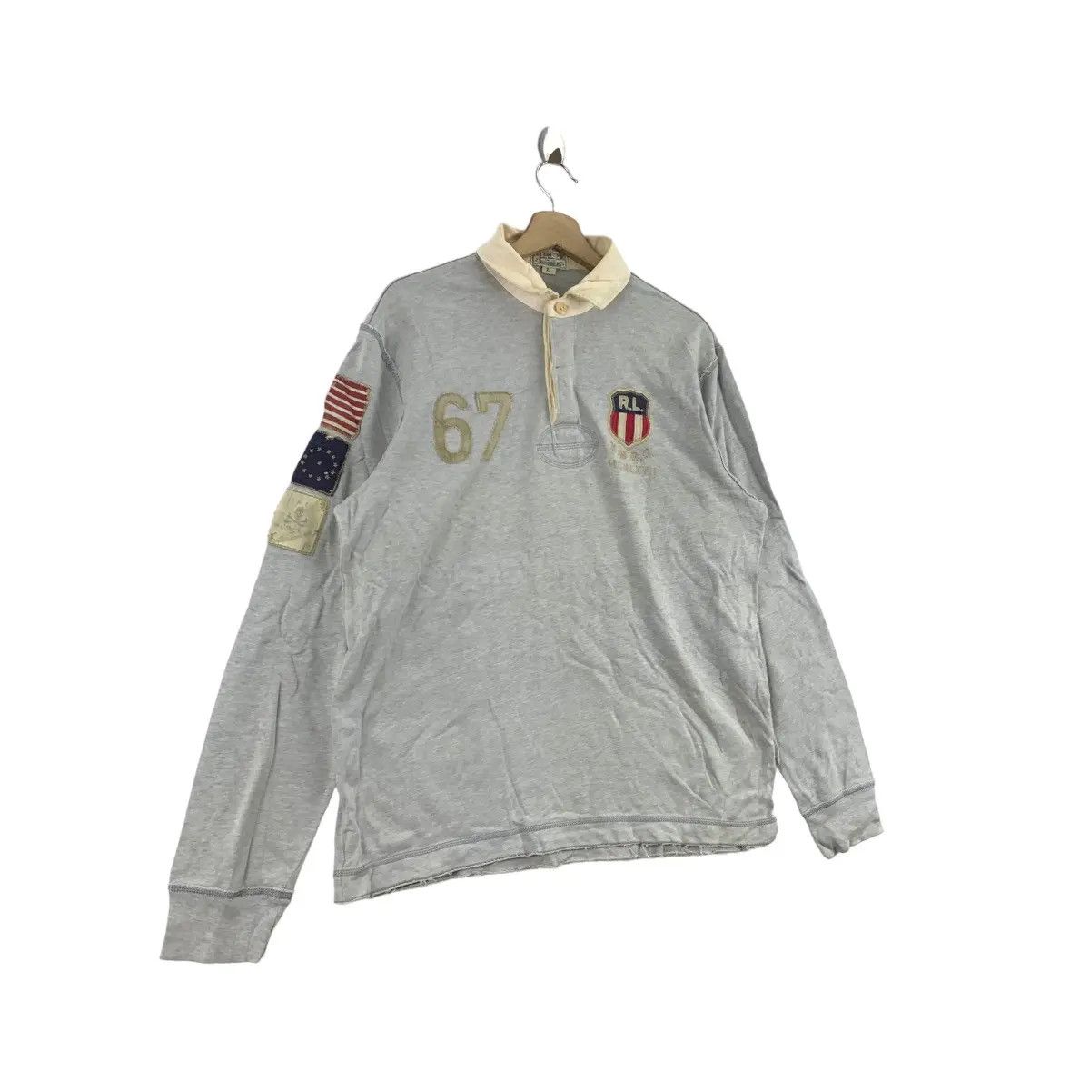 Polo Ralph Lauren Vintage POLO JEANS RALPH LAUREN USRL 1967 Patch Tee Shirt Size US XL / EU 56 / 4 - 10 Thumbnail