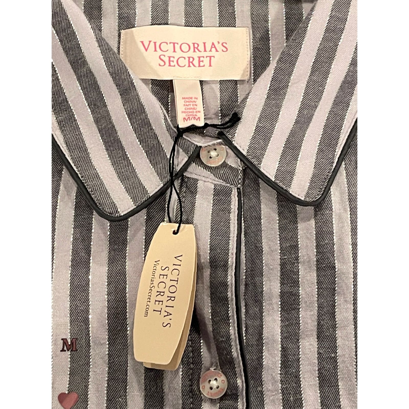 Victoria's Secret Victoria's Secret Pajama Top Striped Long Sleeve M Multicolor Cotton Blend Chiffon Button Shirt Women Size M / US 6-8 / IT 42-44 - 3 Thumbnail