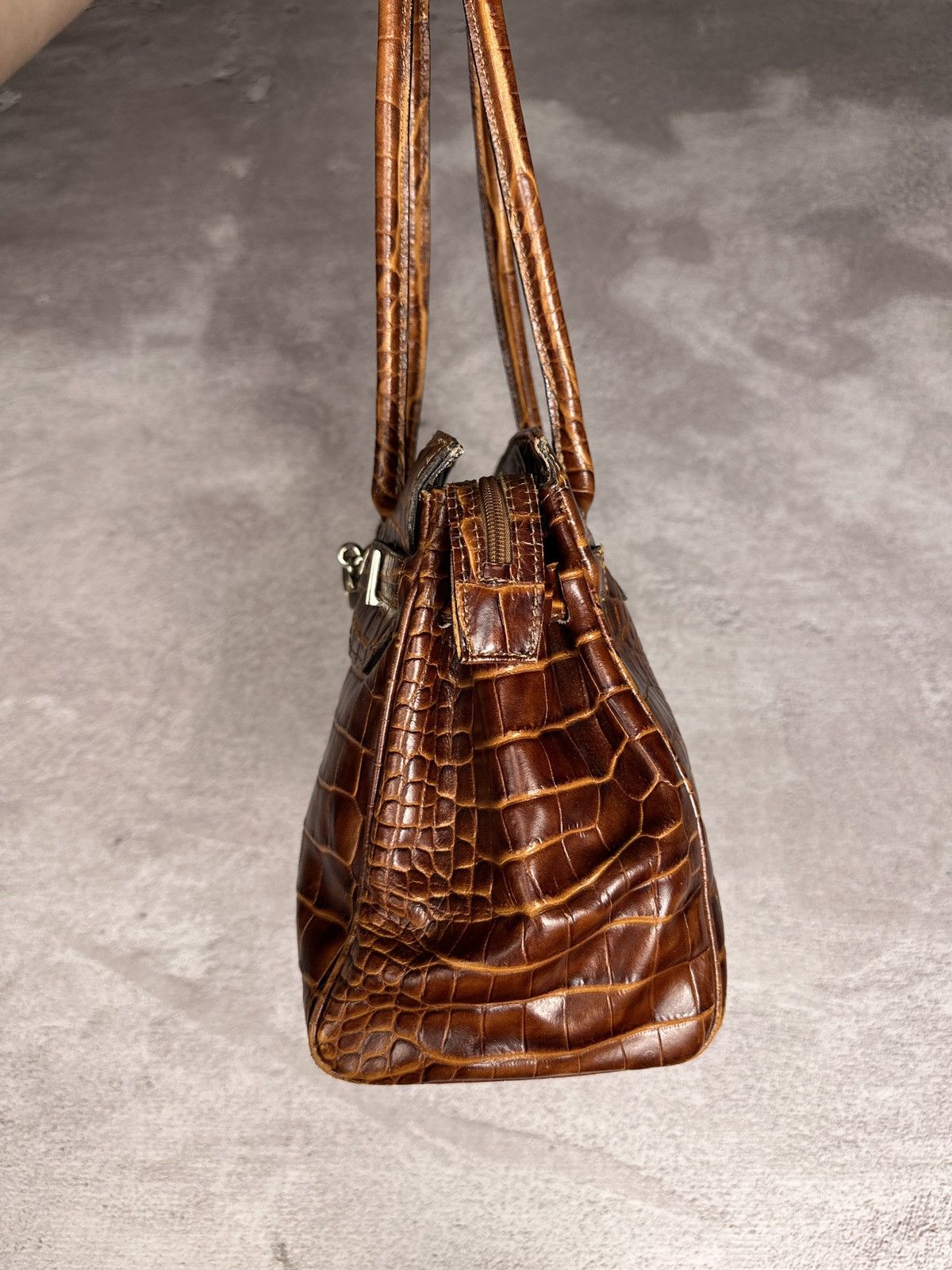 Vintage IfSixWasNine Birkin Style Crocodile Faux Leather Bag