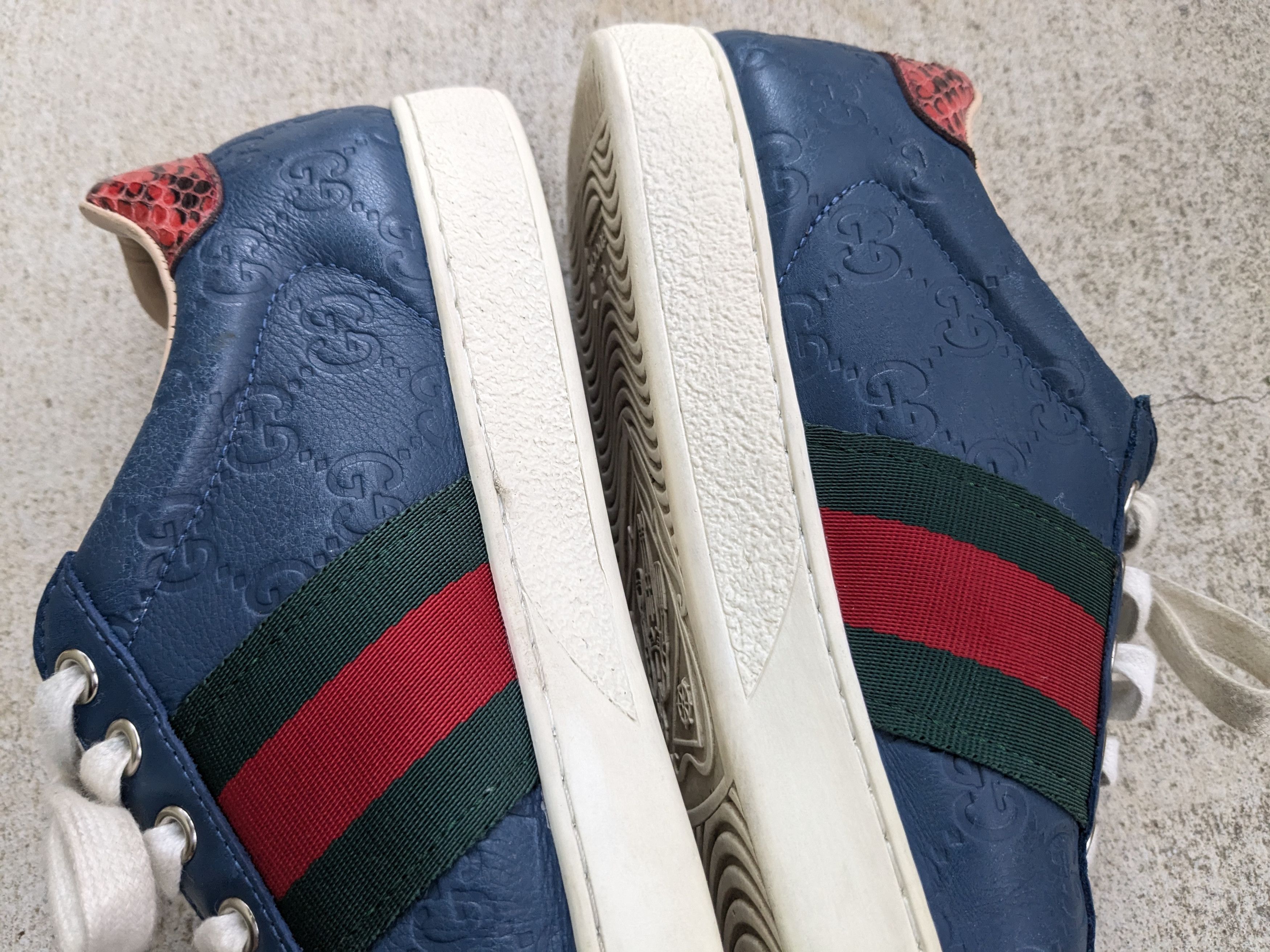 Gucci Gucci Sneakers Blue 9.5 Monogram Low Top Leather Logo Size US 9.5 / EU 42-43 - 12 Thumbnail