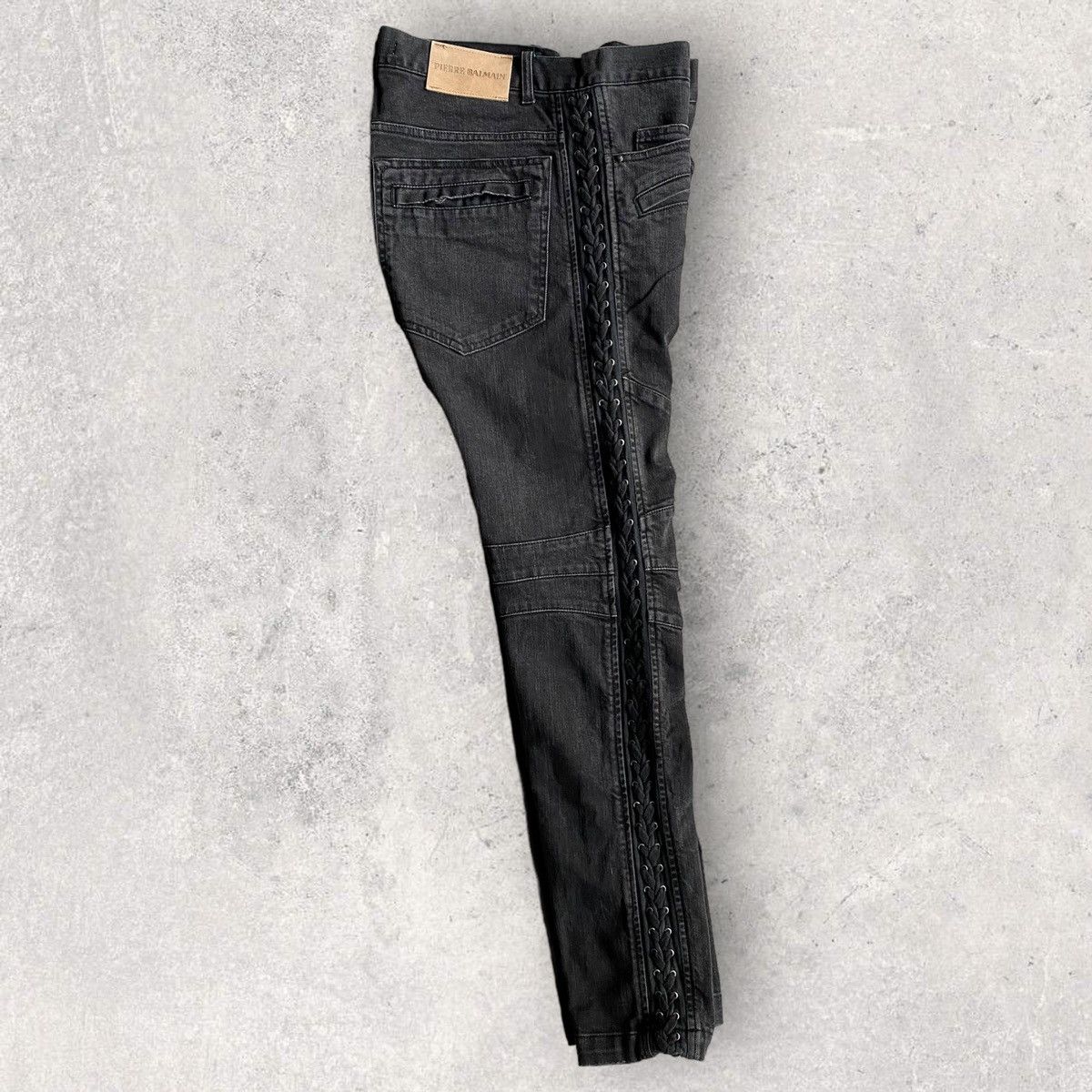Balmain Pierre Balmain Side Lace Biker Jeans Size US 35 - 5 Thumbnail