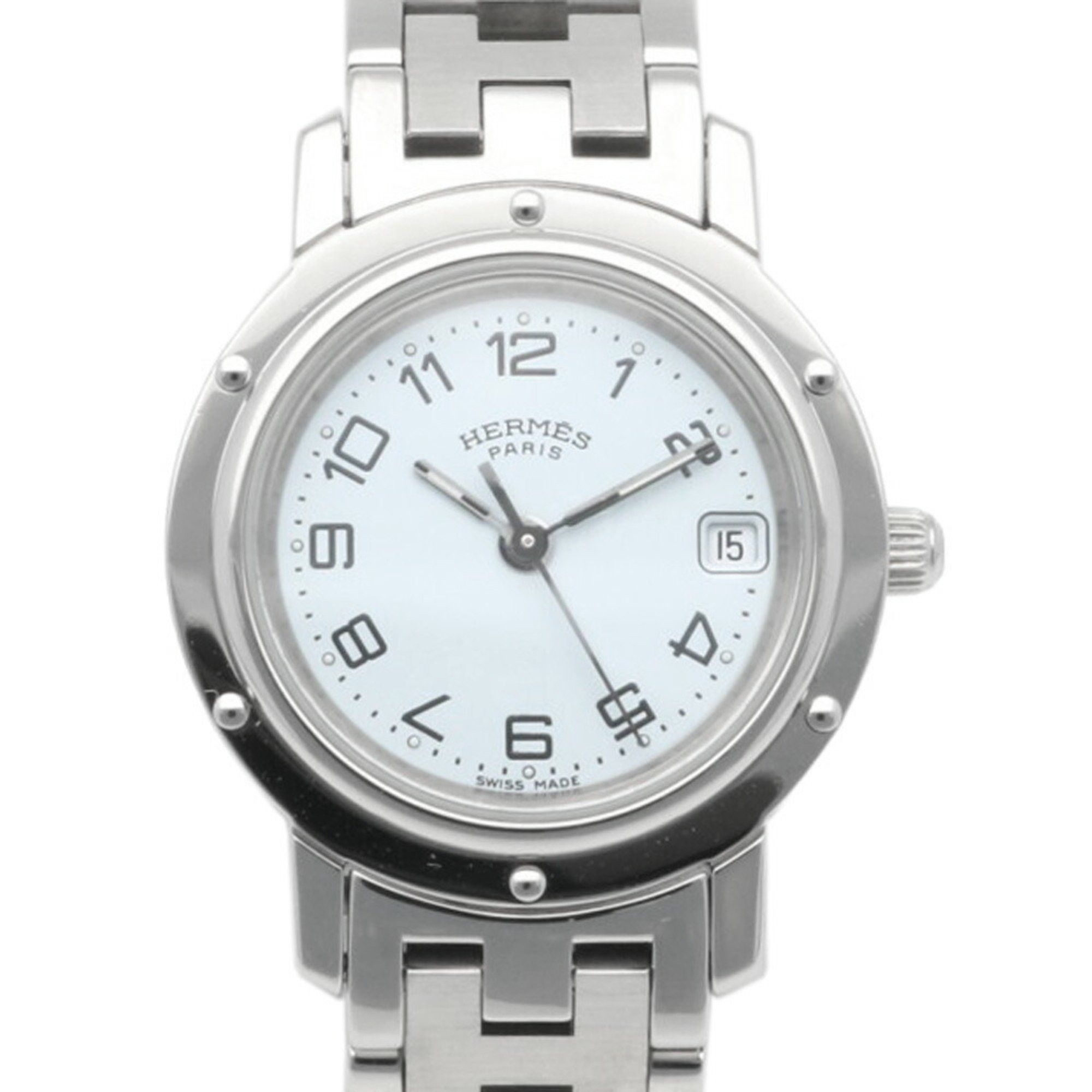 image of Hermes Clipper Watch Stainless Steel Cl4.210 Quartz Ladies Hermes Non-Waterproof Reason in White, W