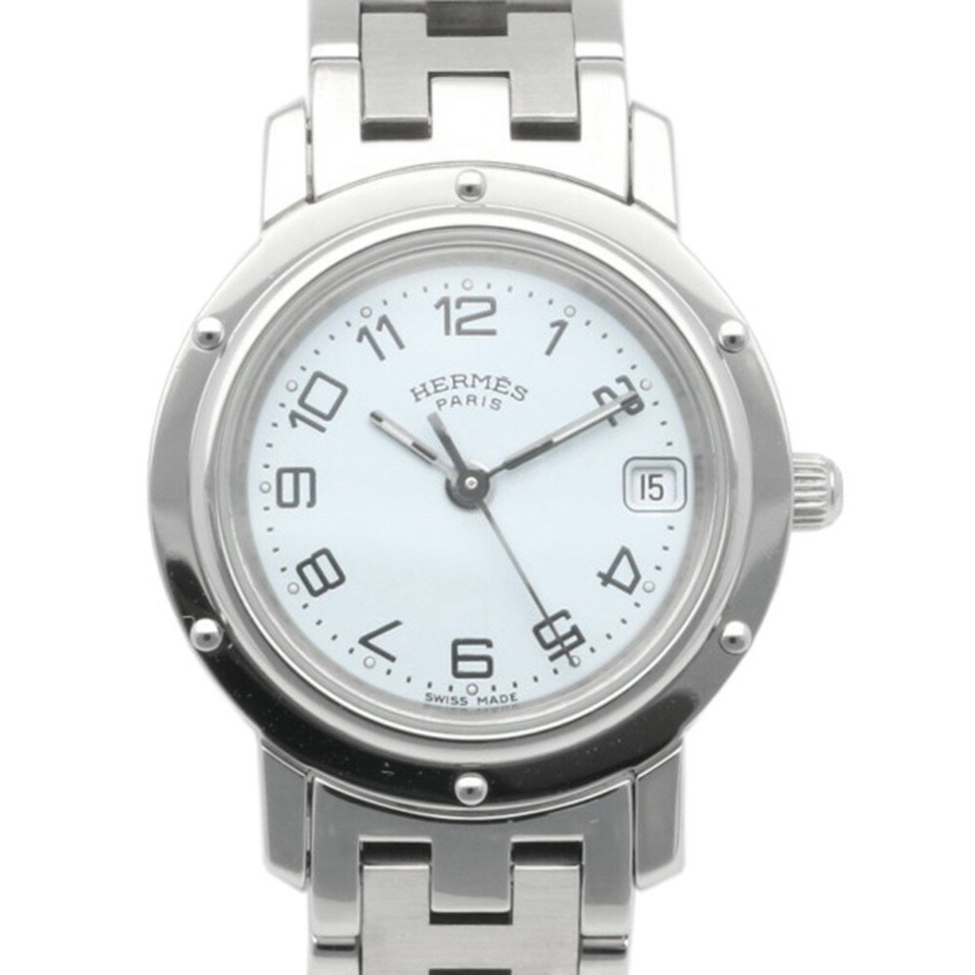 Image of Hermes Clipper Watch Stainless Steel Cl4.210 Quartz Ladies Hermes Non-Waterproof Reason in White, W