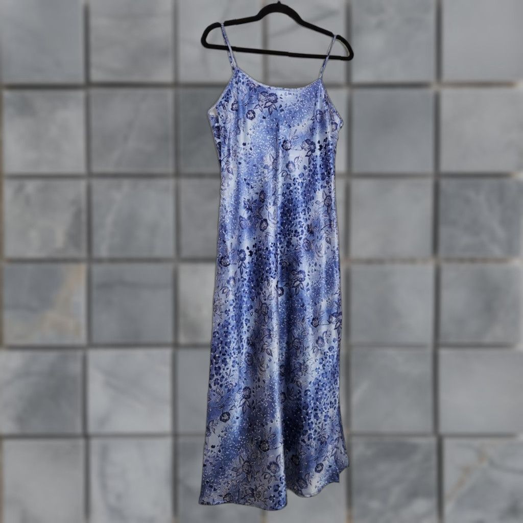 Vintage VINTAGE Slip Dress Dress, Midi, Blue, Inner Most, M, Women, Style: Slip Dress, Floral Ombre Tie Dye, Y2K, Fairy Whimsy Art, 90s Inspired Size M / US 6-8 / IT 42-44 - 1 Thumbnail