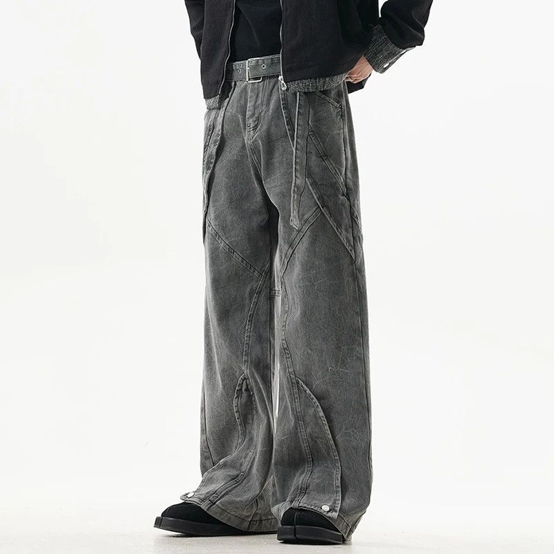 Japanese Brand × Jean Waist belt splicing design washed pants Size US 33 - 4 Thumbnail