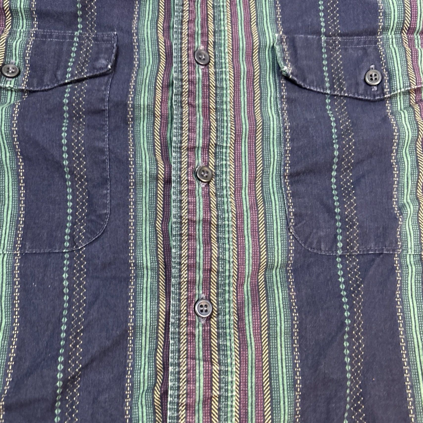 Wrangler VINTAGE Wrangler Collarless Button-Up Shirt Western Men’s M 15-1/2 X 34 Striped Blue Long Sleeve Size 15.5 Mens Size US L / EU 52-54 / 3 - 3 Thumbnail