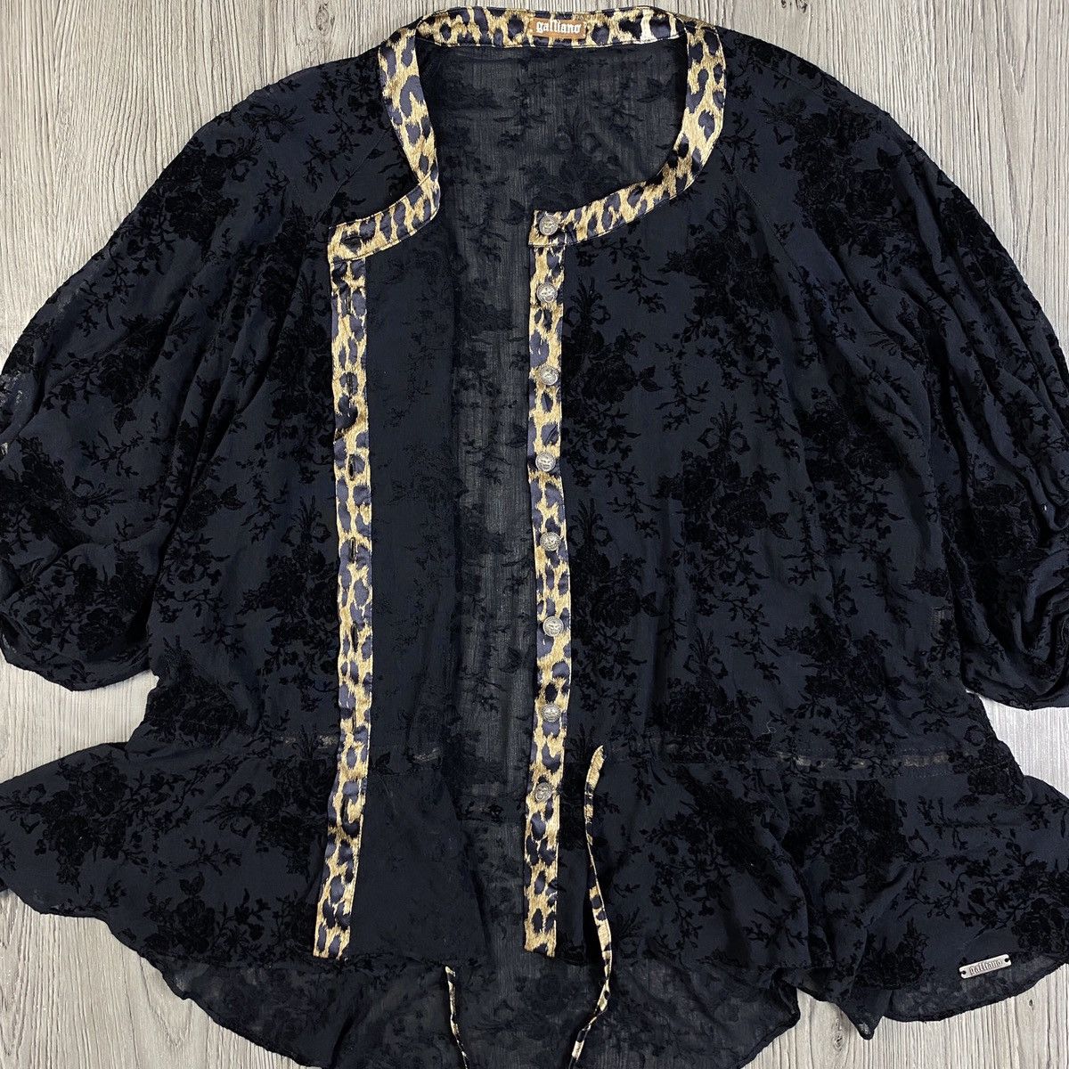 John Galliano Galliano Black Sheer Embroidered Silver Button Cardigan Size S / US 4 / IT 40 - 9 Thumbnail
