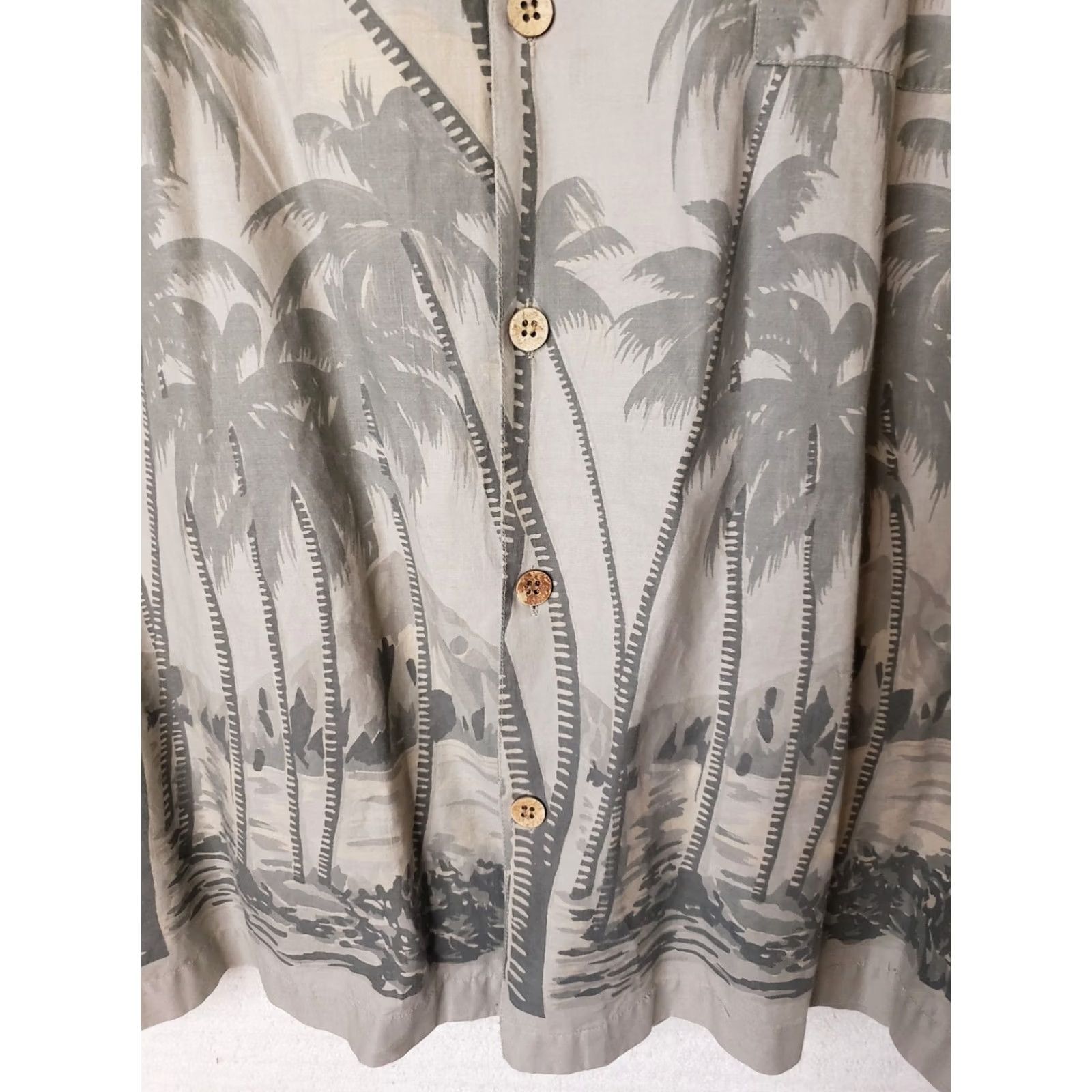Vintage J Peterman Co. Shirt Men's M Beige Fade Palms Print Hawaiian Beach Camp Cotton Size US M / EU 48-50 / 2 - 7 Thumbnail