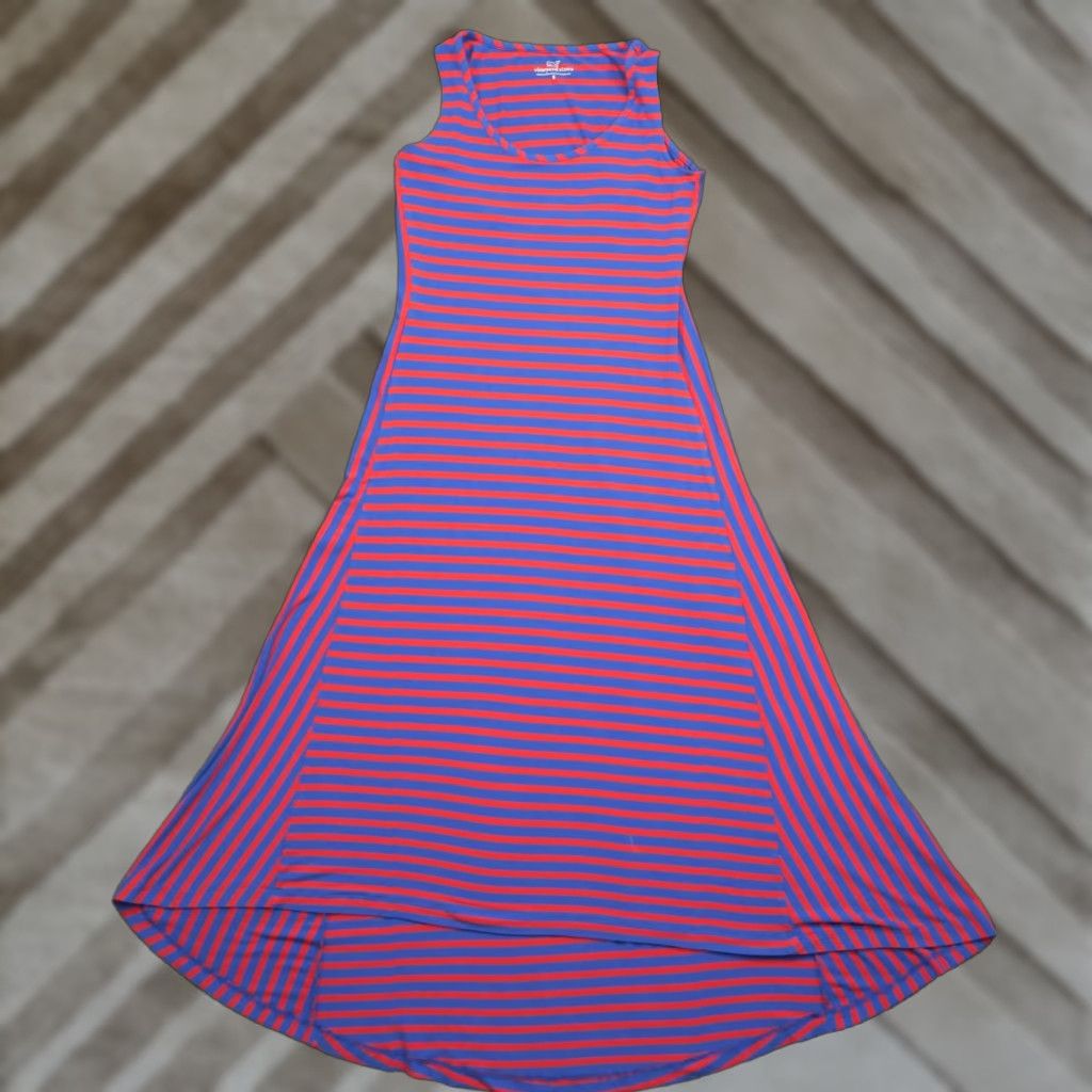 Vineyard Vines Vineyard Vines Dress Womens S Multicolor Striped Midi Maxi Sleeveless Round Neck Pullover Stretch High Low Size S / US 4 / IT 40 - 1 Thumbnail