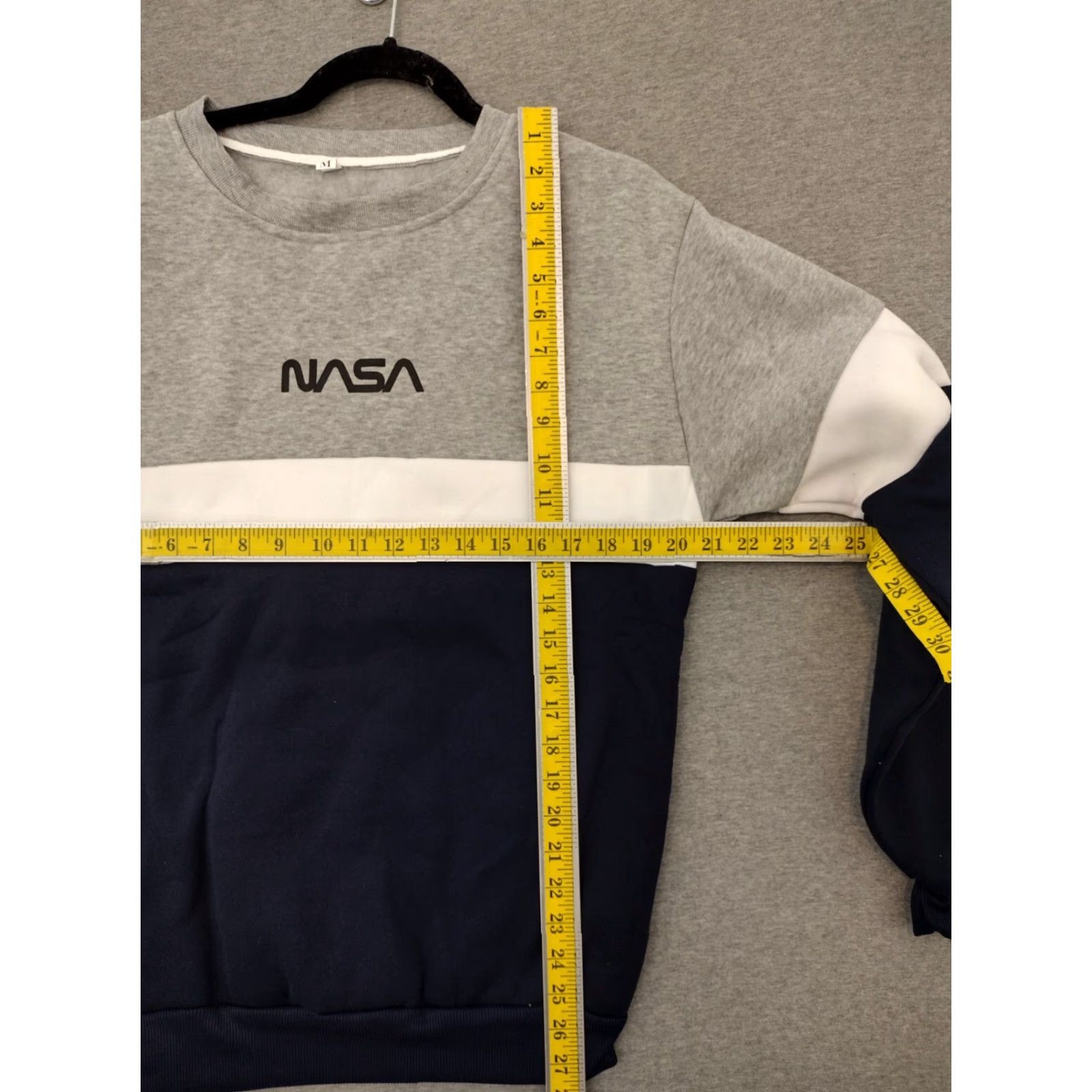 NASA NASA Graphic Sweatshirt Color Block Grey/White/Black M - Unisex Cotton Blend Crew Neck Pullover, NASA Logo, Long Sleeve Size US M / EU 48-50 / 2 - 7 Thumbnail