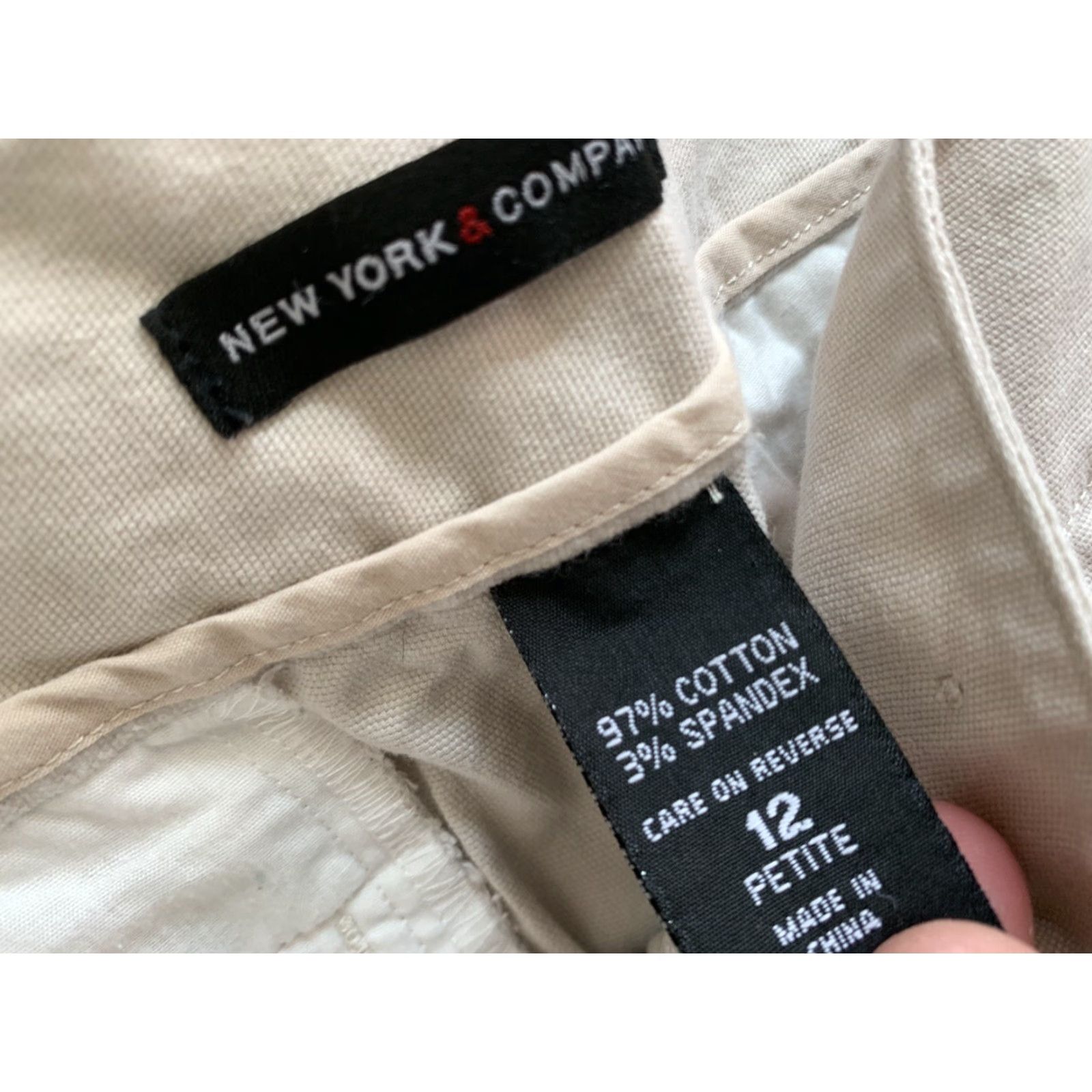 Vintage New York & Company Stretch Women's Beige Tan Career Cuffed Pants 12P Cuffed Size 34" / US 12 / IT 48 - 3 Thumbnail