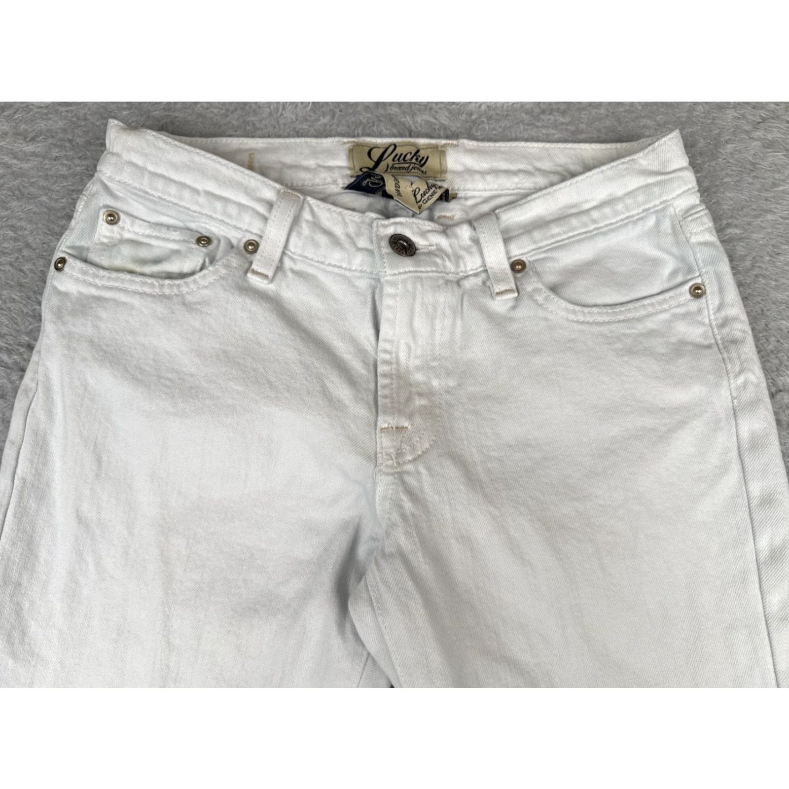 Lucky Brand Vintage Lucky Brand Women's Jeans Flared 4 White Cotton Denim Spring Summer Fall Winter Size 27" / US 4 / IT 40 - 4 Thumbnail