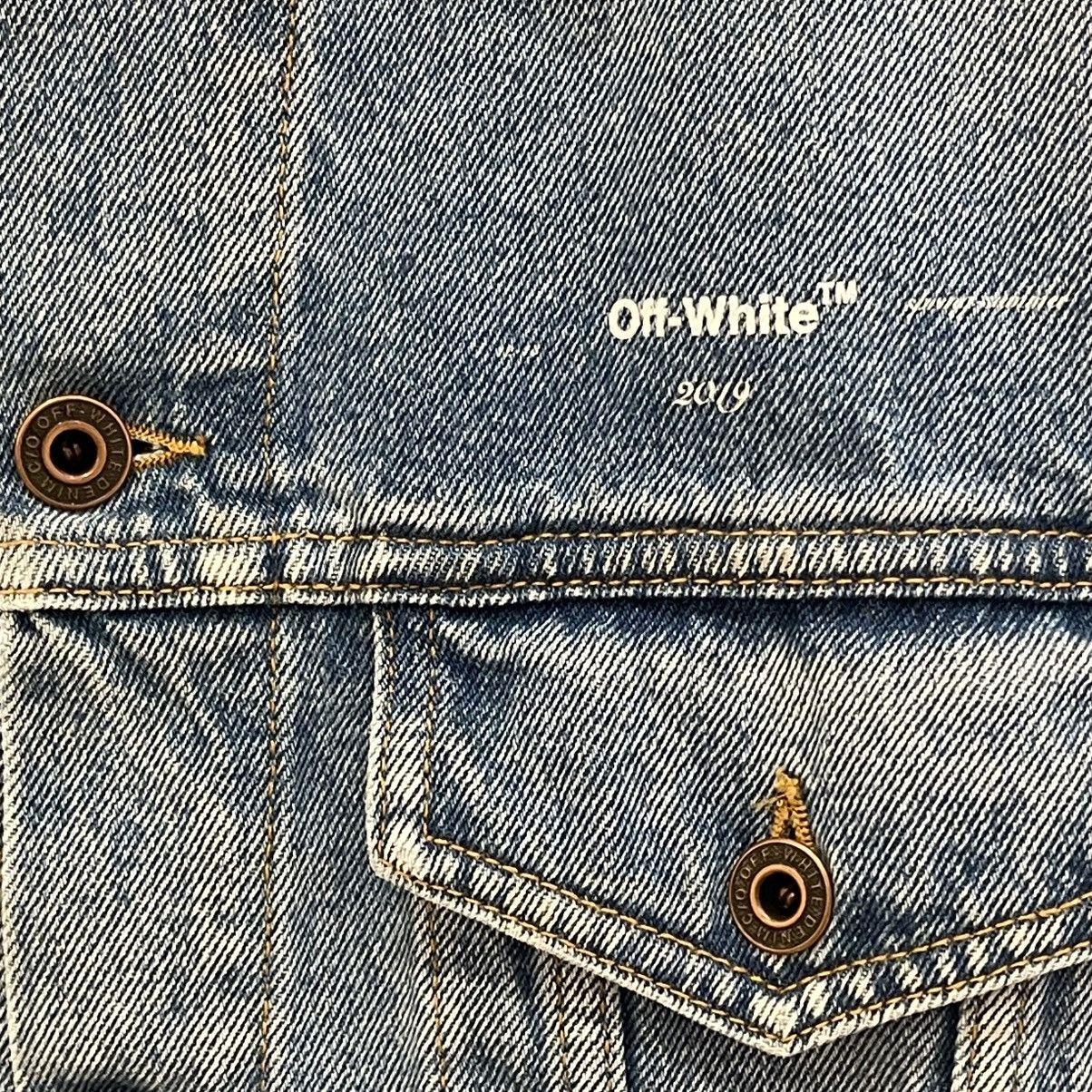 Off-White × Virgil Abloh Off-White Slim Fit Spray Paint Diag Denim Jacket Size US L / EU 52-54 / 3 - 4 Thumbnail
