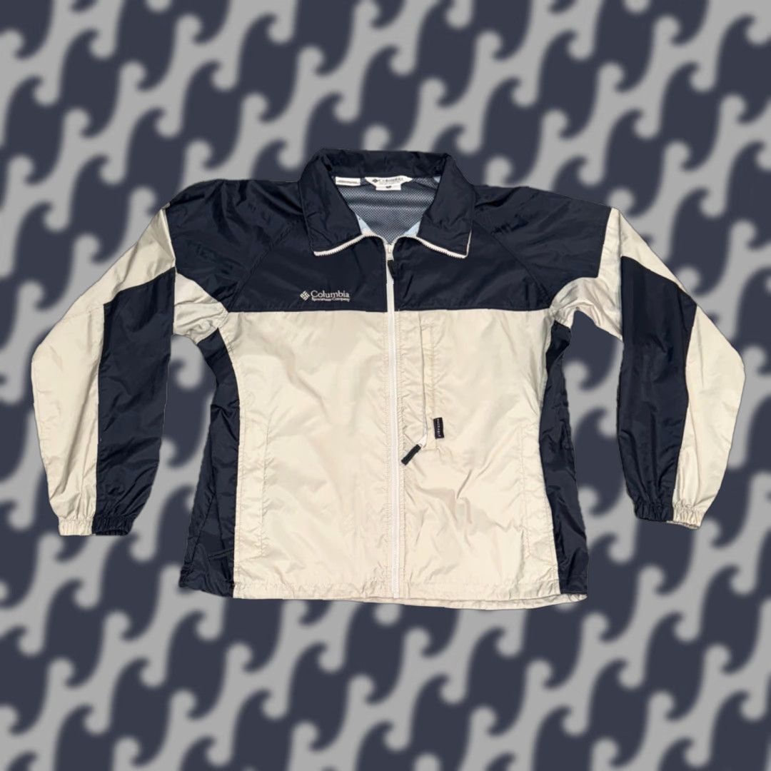 Rains Columbia Jacket Men’s M Nylon Lightweight Outdoor Hiking Windbreaker Zip Pockets Packable Dark Blue Gray Tan Logo Size US M / EU 48-50 / 2 - 1 Thumbnail