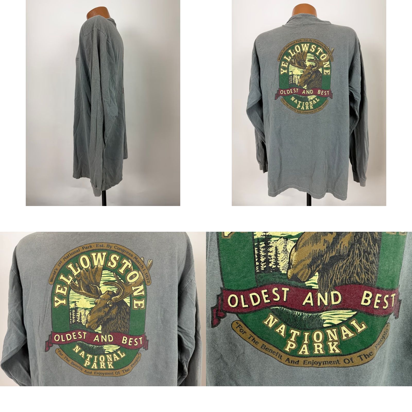 Vintage VINTAGE Yellowstone National Park Henley T-Shirt Men L Gray Moose Nature USA 90s Klondike Size US L / EU 52-54 / 3 - 8 Thumbnail