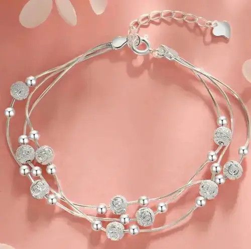 Jewelry Triple Layer Ball Chain Bracelet in Silver, Men's