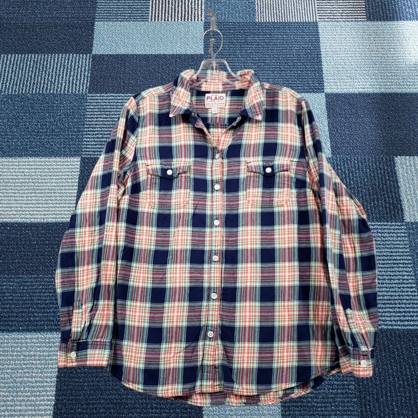 Old Navy Old Navy Shirt Mens L Large Casual Button-Up Blue Plaid Pockets Long Sleeves Size US L / EU 52-54 / 3 - 1 Thumbnail