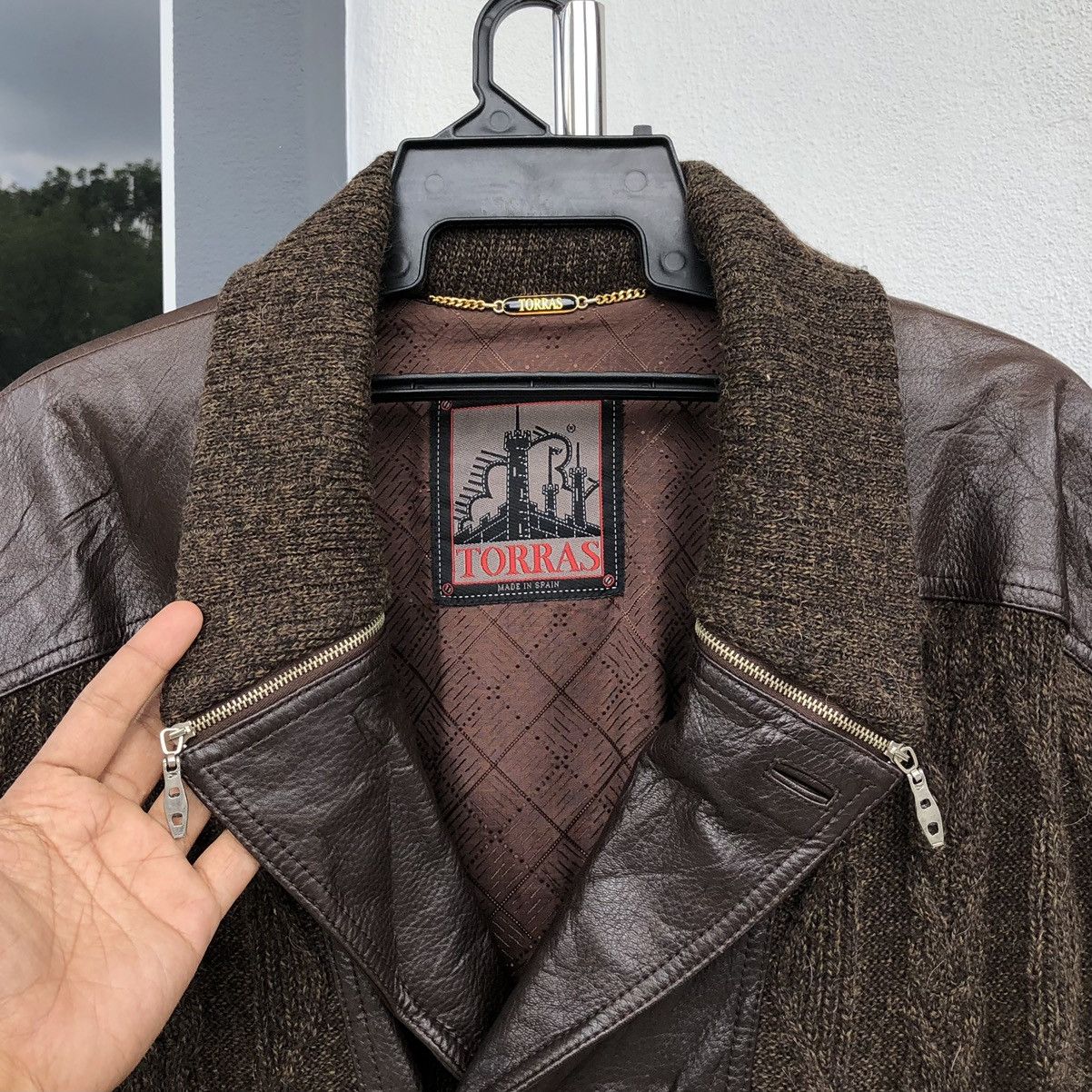 Torras Vintage TORRAS Knitted Mix Leather Paneling Parka Jacket Size US L / EU 52-54 / 3 - 12 Thumbnail