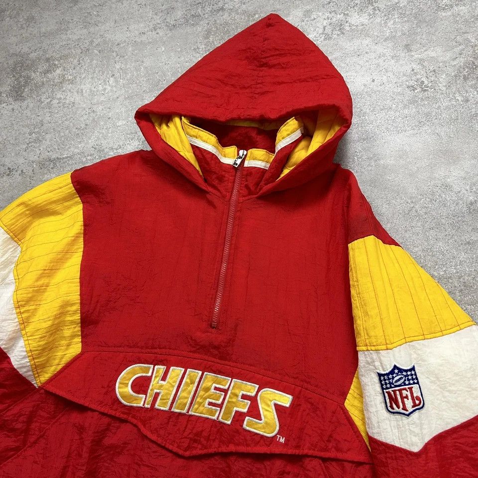 NFL × Starter × Vintage Kansas City CHIEFS STARTER PUFFER PULLOVER JACKET SIZE L RED Size US L / EU 52-54 / 3 - 4 Thumbnail