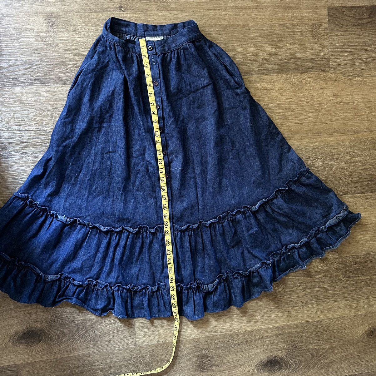 Vintage Vtg Gunnies Denim Button Front Skirt Size 22" - 4 Thumbnail