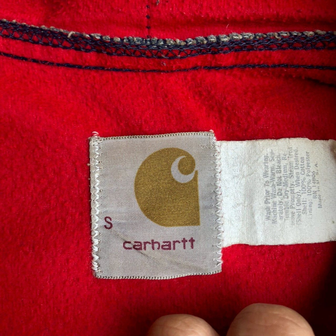 Carhartt Vintage Y2K Carhartt Denim Hoodie Jacket USA Red Lining Size US S / EU 44-46 / 1 - 10 Thumbnail
