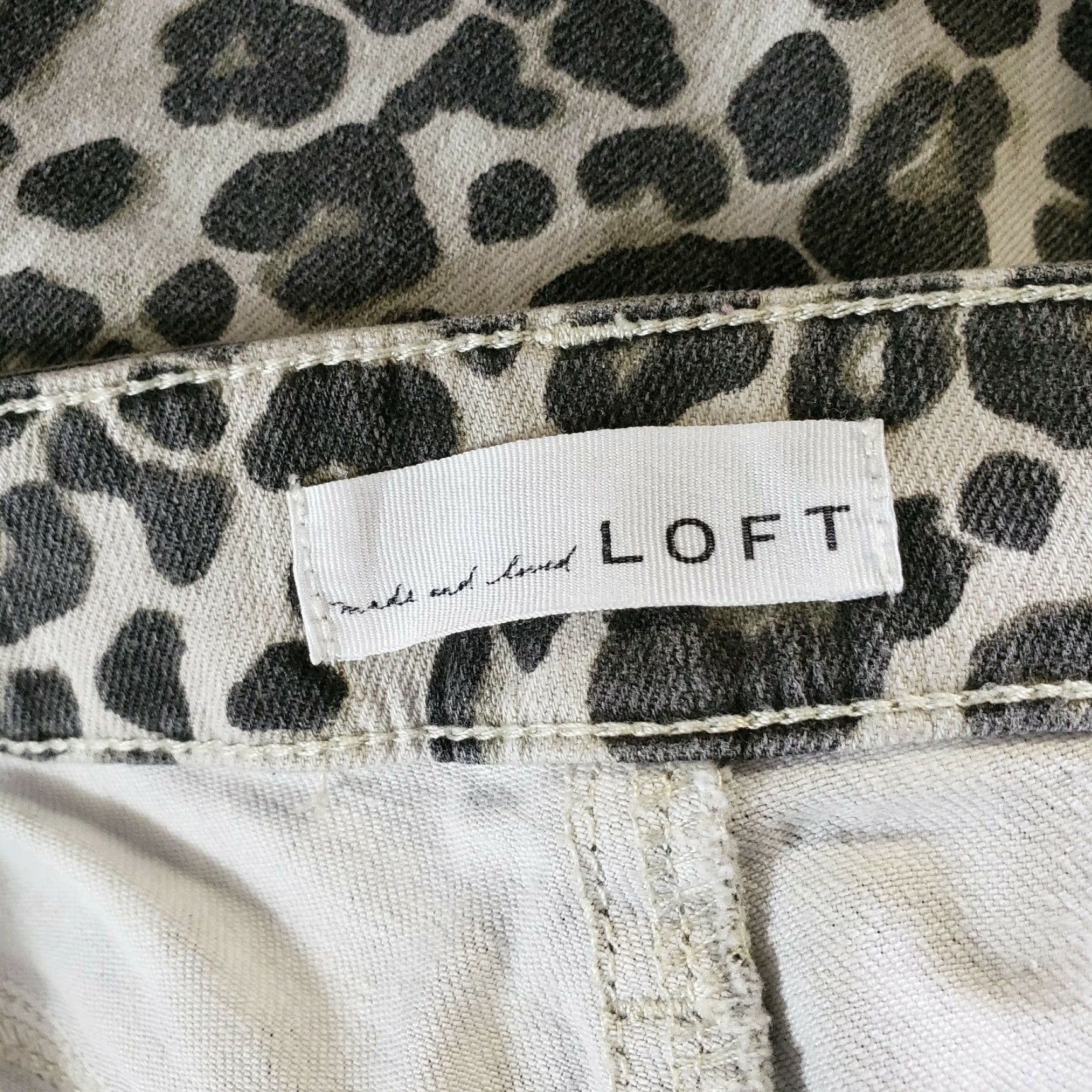 Loft Ann Taylor LOFT Womens Curvy Skinny Jeans Sz 6 Gray Animal Print Mid Rise Denim Cotton Blend Inseam 28 Womens Size 28" / US 6 / IT 42 - 6 Thumbnail