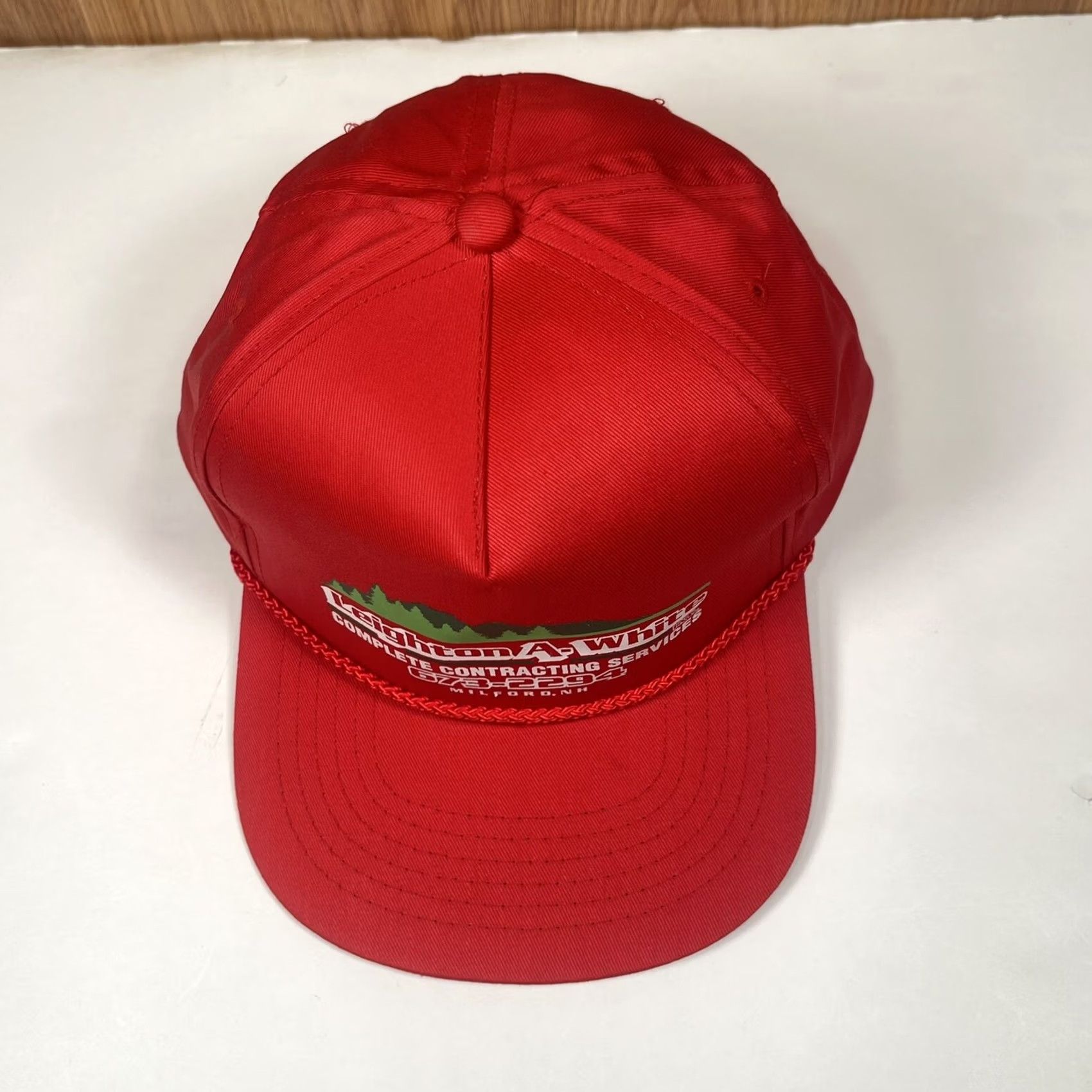 Roper VINTAGE Leighton A White Contracting Services Red Snapback Rope Trucker Hat Cap Men Size ONE SIZE - 2 Thumbnail