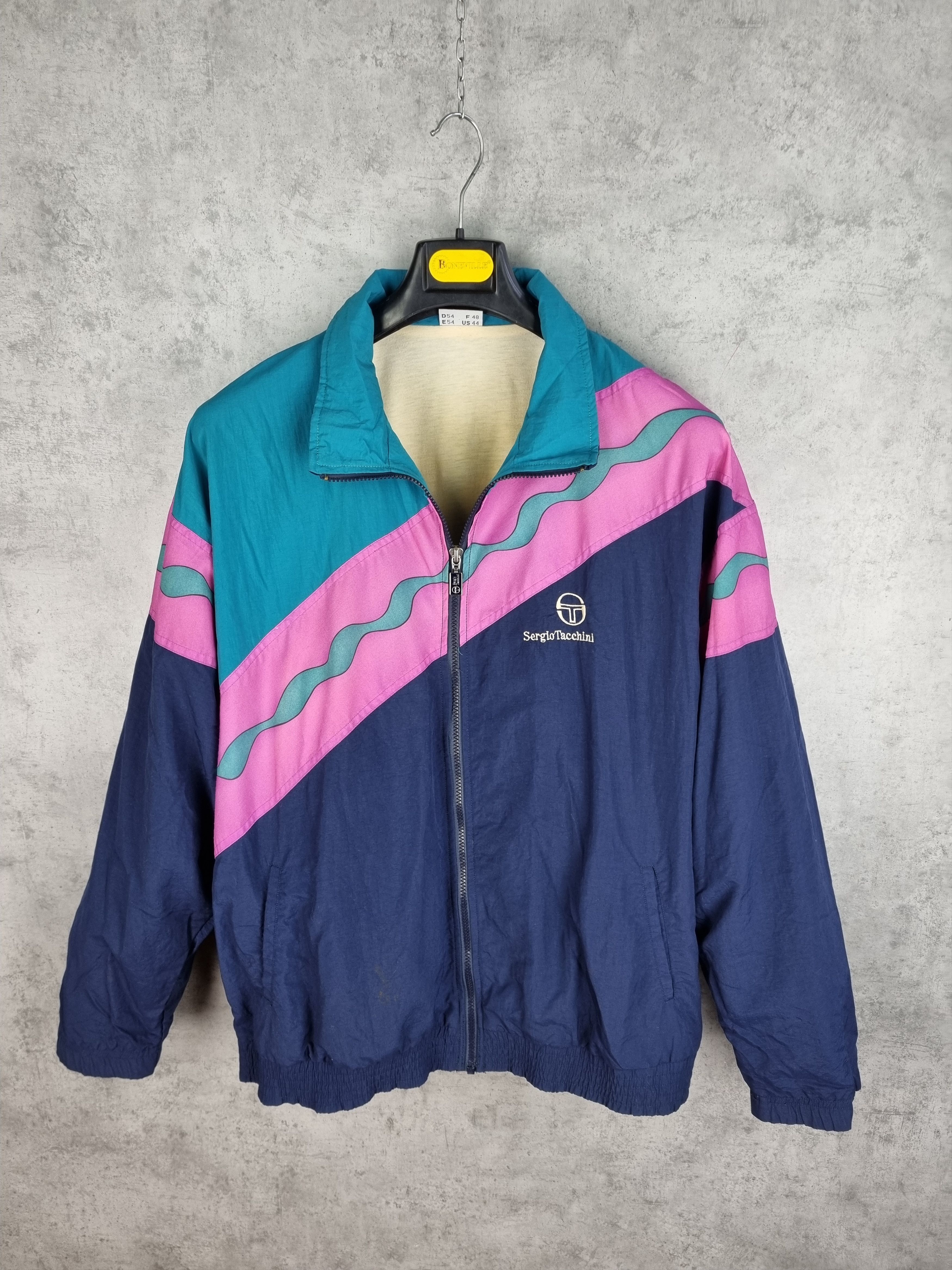 Sergio Tacchini × Vintage 90s Sergio Tacchini Abstract Design Track top Size US L / EU 52-54 / 3 - 4 Thumbnail