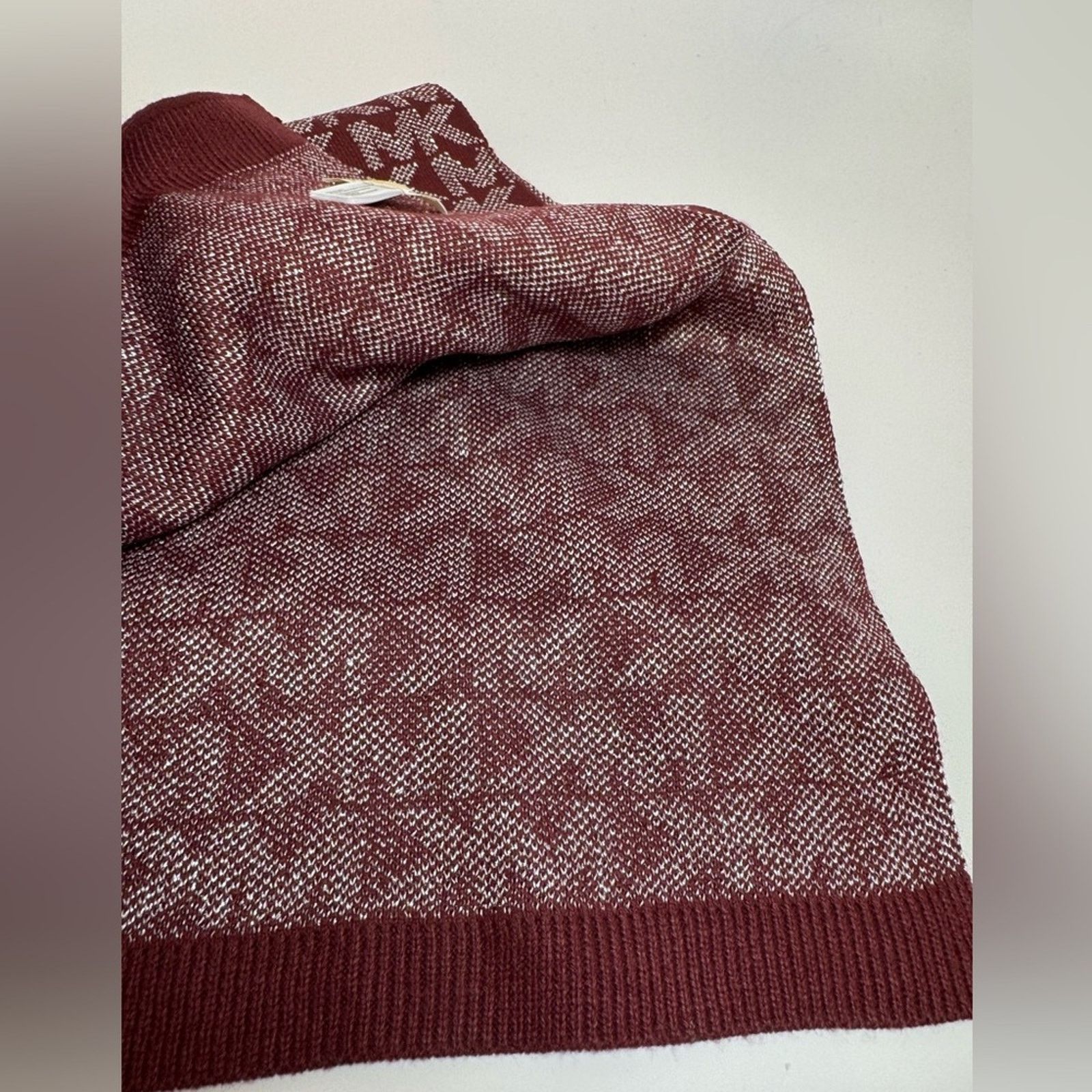 Michael Kors Michael Kors Scarf Winter Burgundy Glitter Silver Monogram Size ONE SIZE - 4 Thumbnail