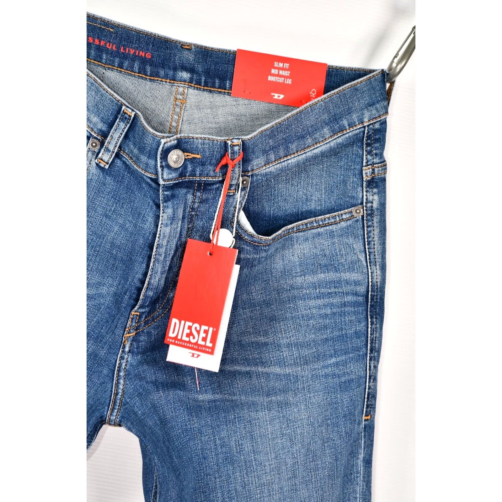 Diesel DIESEL Jeans Bootcut Slim Fit 2021-09D47 W30 L30 Blue Mens Jeans 100% Cotton Stretch Regular Size 30 Inseam 32.68in Size US 30 / EU 46 - 4 Thumbnail