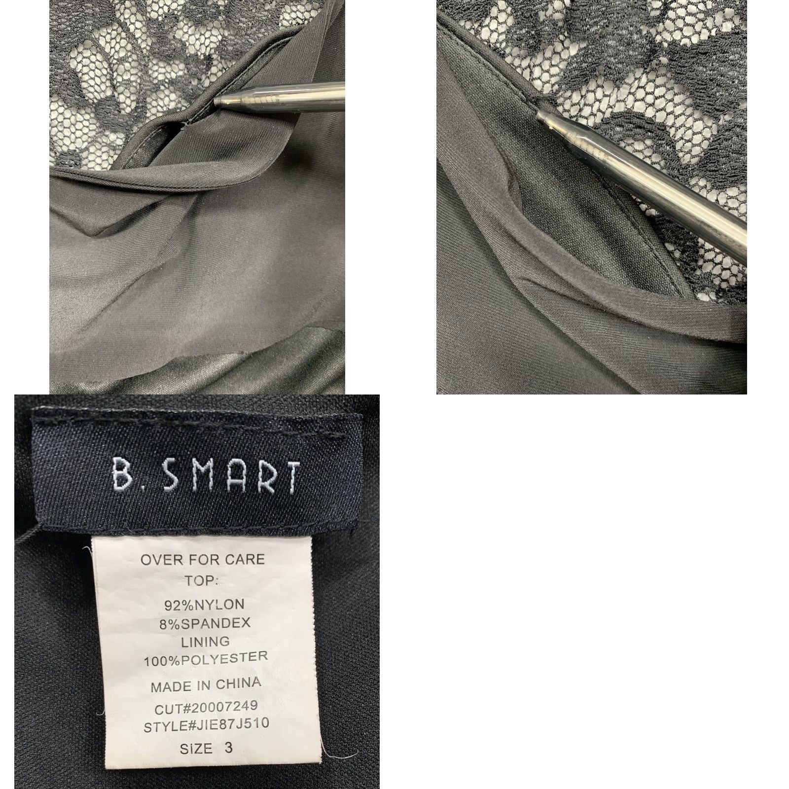 Vintage No Boundaries B Smart Misses Cropped Lace Top Size 3 Black Lined Zipper Hand Wash Stretch Blouse Teens Petite Long Sleeve Round Neck Womens Size XS / US 0-2 / IT 36-38 - 9 Thumbnail