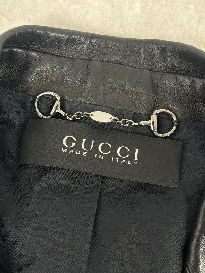 Gucci FW2001 Gucci Black Leather Minimal Blazer Jacket by Tom Ford Size S / US 4 / IT 40 - 10 Thumbnail