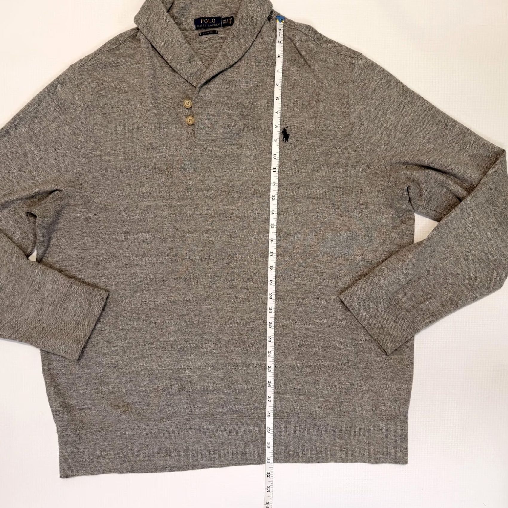 Polo Ralph Lauren Polo Ralph Lauren Sweater Mens 2XL Gray Estate Rib Shawl Collar Cotton Pullover Size US XXL / EU 58 / 5 - 4 Thumbnail