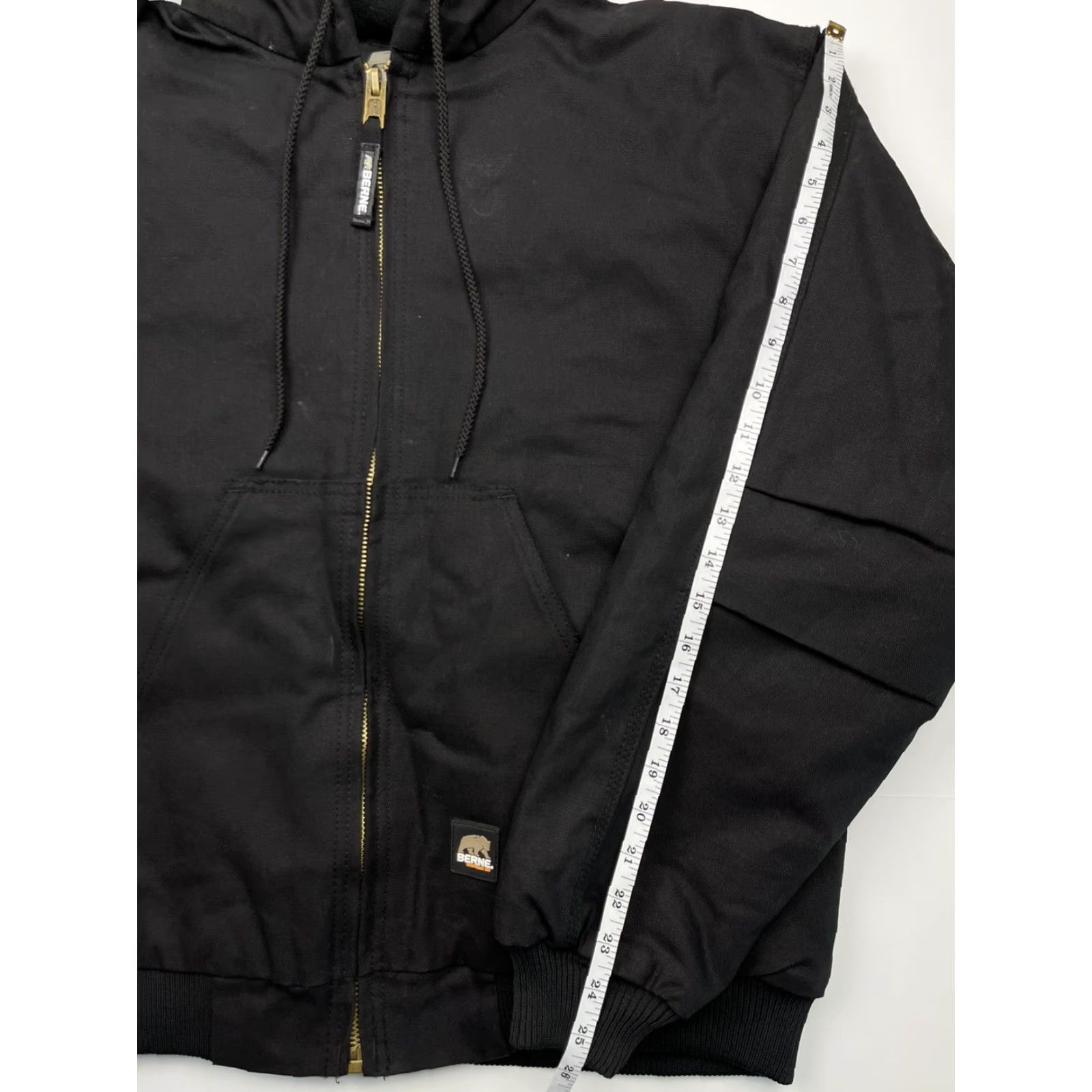 Vintage Berne Mens Sz L Jacket Black Duck Canvas Fleece Lined Hooded Work Farm Zip Cotton Blend USA Size US L / EU 52-54 / 3 - 7 Thumbnail
