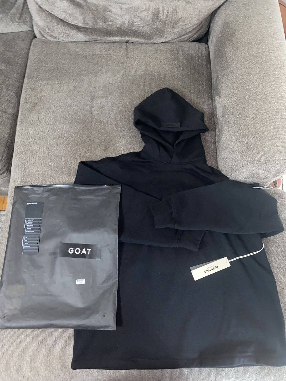 image of Essentials x Fear Of God Black Essential Relaxed Fit Hoodie, Men's (Size XS)