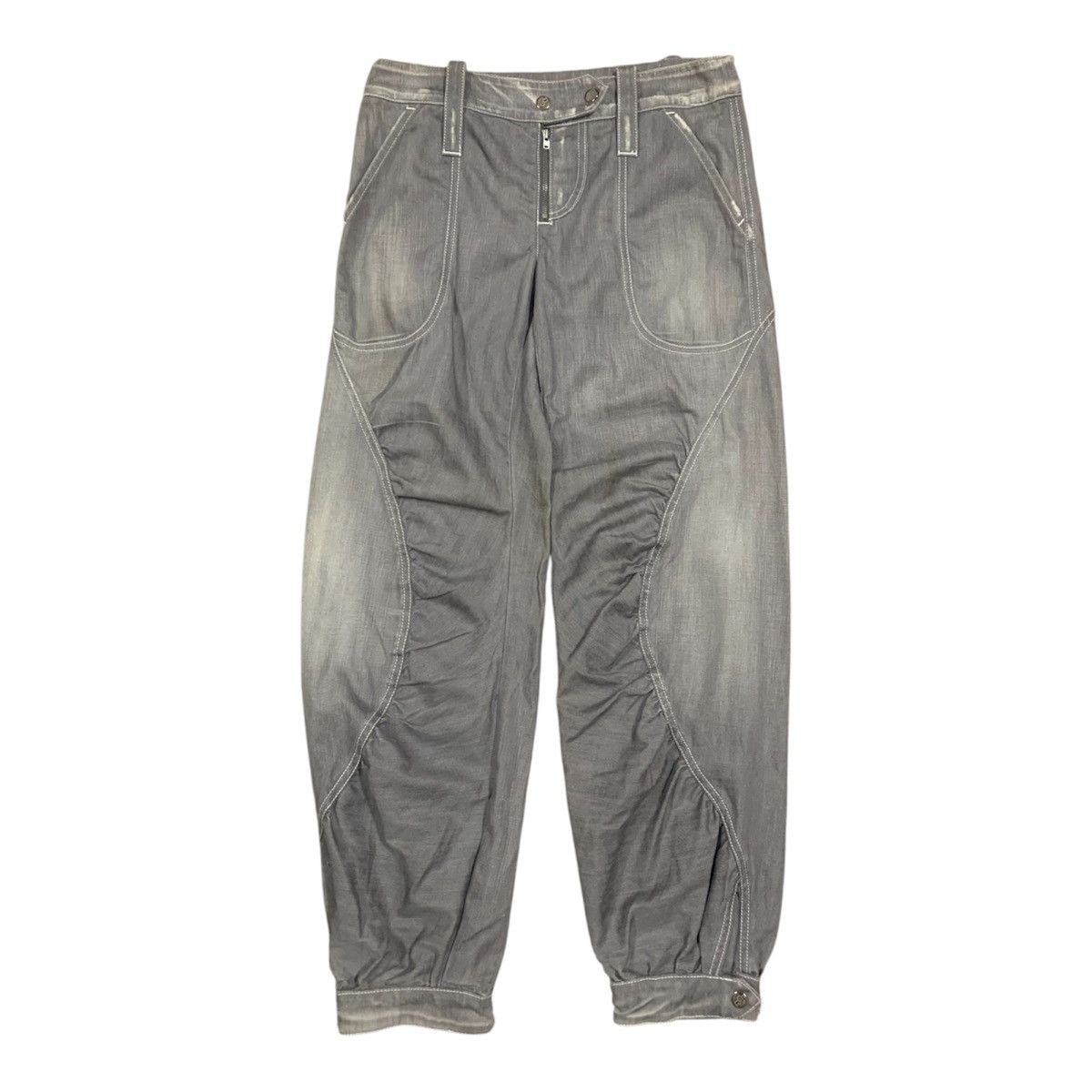 Emporio Armani Denim Balloon Leg Washed Trousers Size 28" / US 6 / IT 42 - 1 Thumbnail