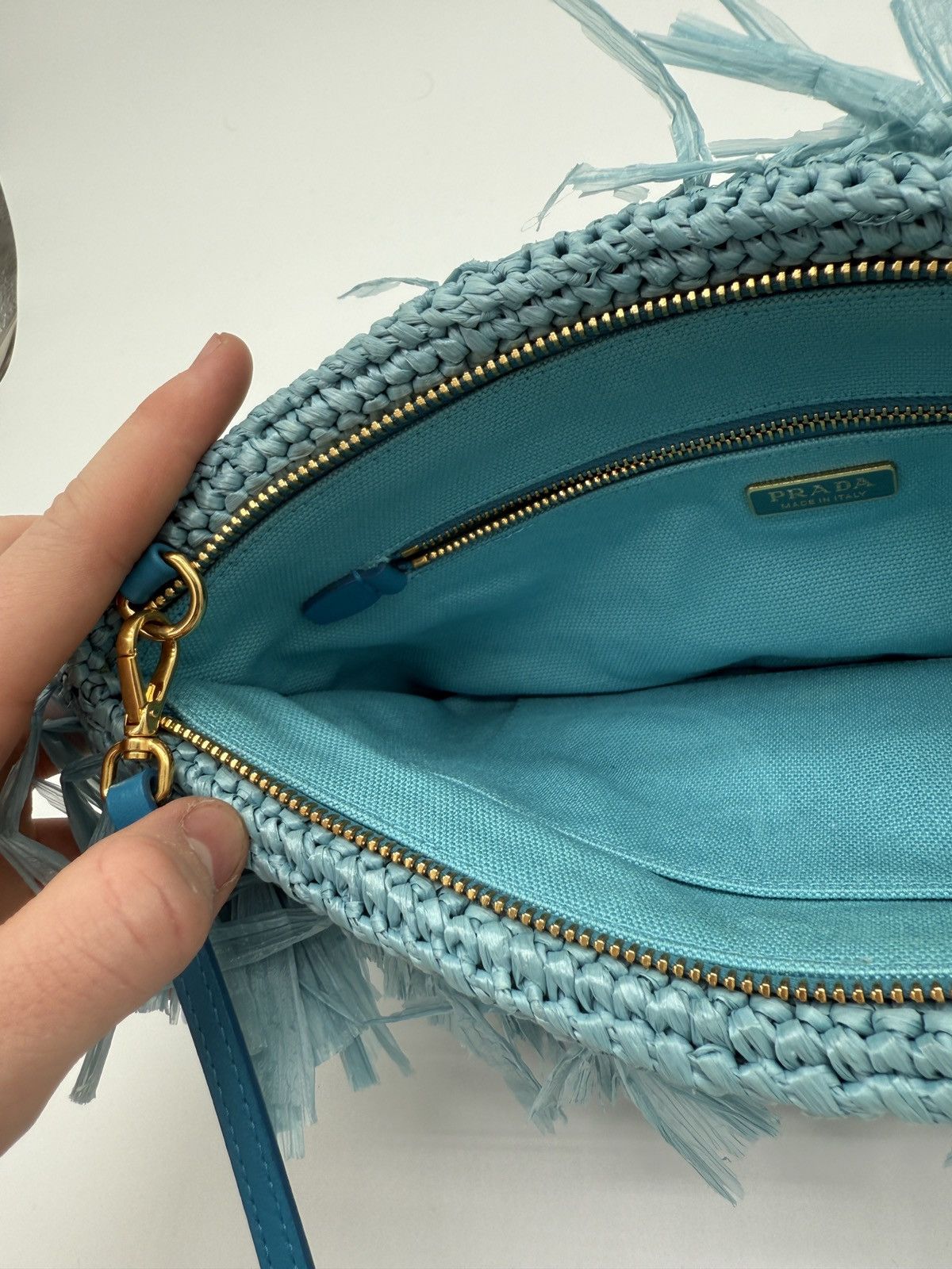 Prada Prada Blue Fringed Clutch Bag Size ONE SIZE - 8 Thumbnail