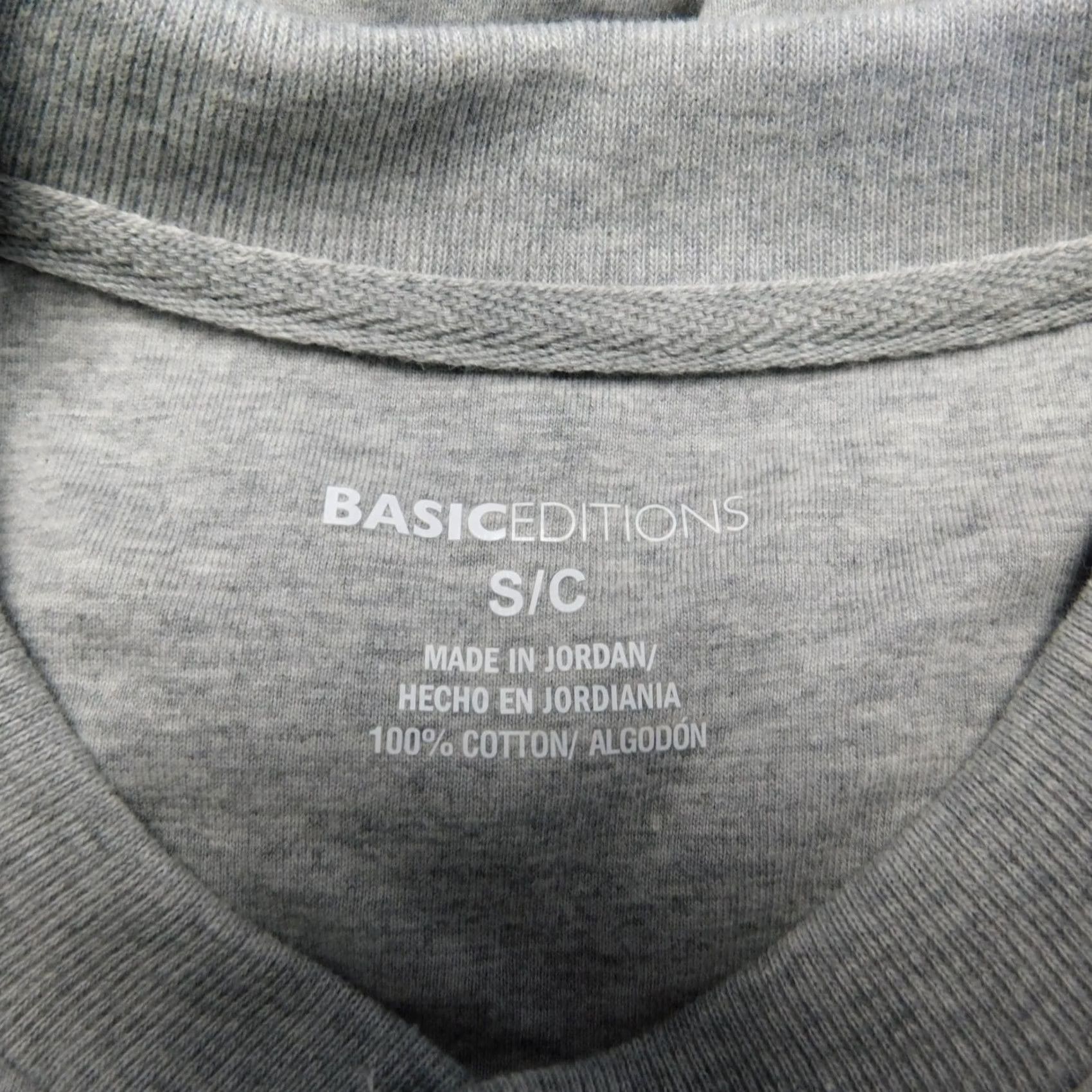 Basic Editions Basic Editions Men's Short Sleeve Knit Henley Top - Gray, Small, 90s, Classic T-Shirt, Cotton, Knit, Machine Washable, VINTAGE? Size US S / EU 44-46 / 1 - 5 Thumbnail