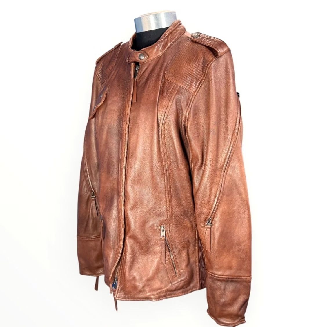 Harley Davidson VINTAGE Harley-Davidson Women's Uproot Genuine Sheepskin Leather Jacket Size XL Biker Size XL / US 12-14 / IT 48-50 - 4 Thumbnail