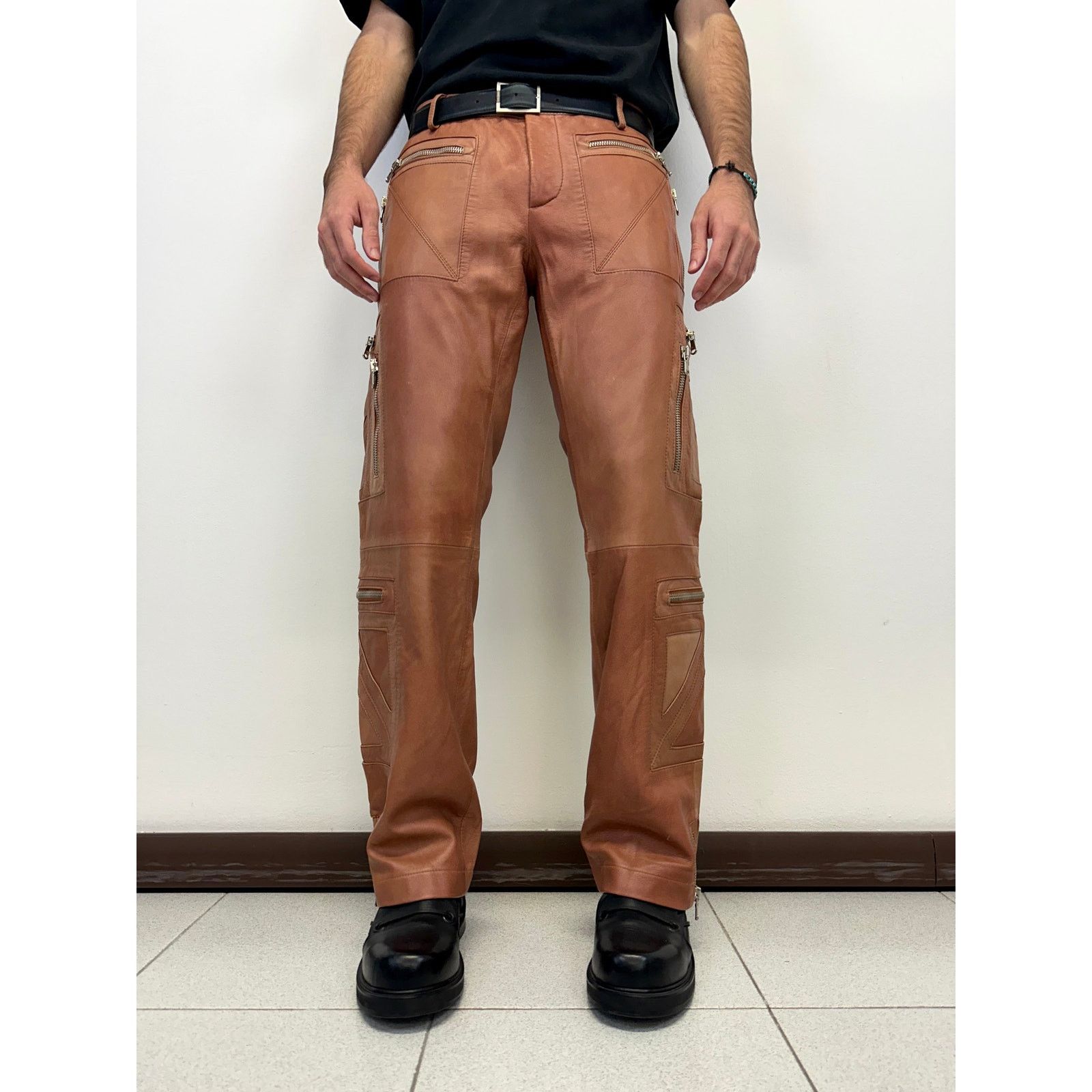 Dolce & Gabbana SS2002 Dolce & Gabbana leather zipper flight cargo pants Size US 34 / EU 50 - 4 Thumbnail