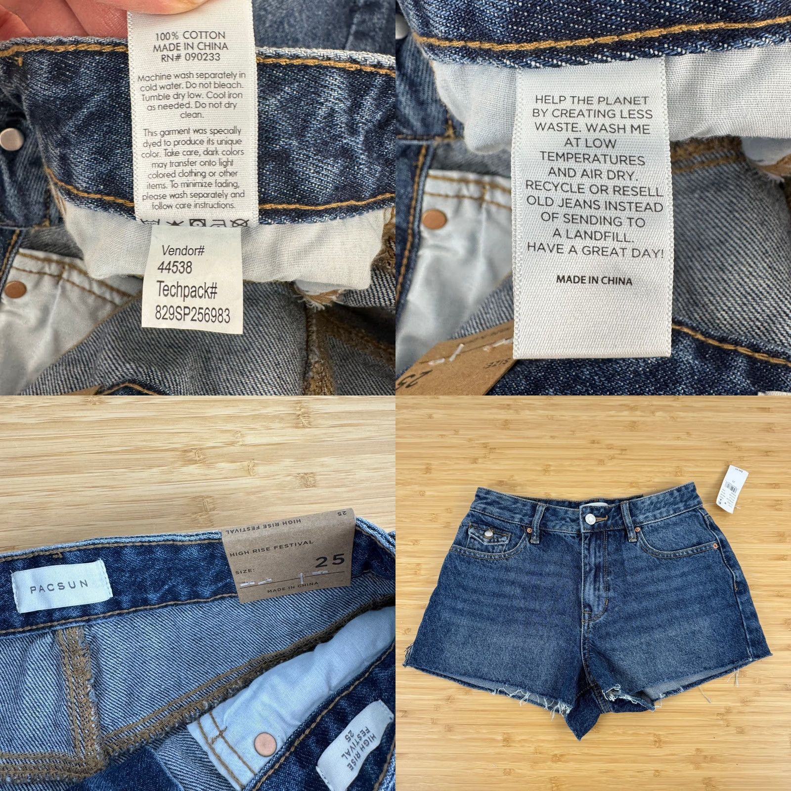 Pacsun PacSun High Rise Festival Denim Shorts Size 25 Dark Indigo Button Pocket Women 90s Size 42" / US 20 - 10 Thumbnail