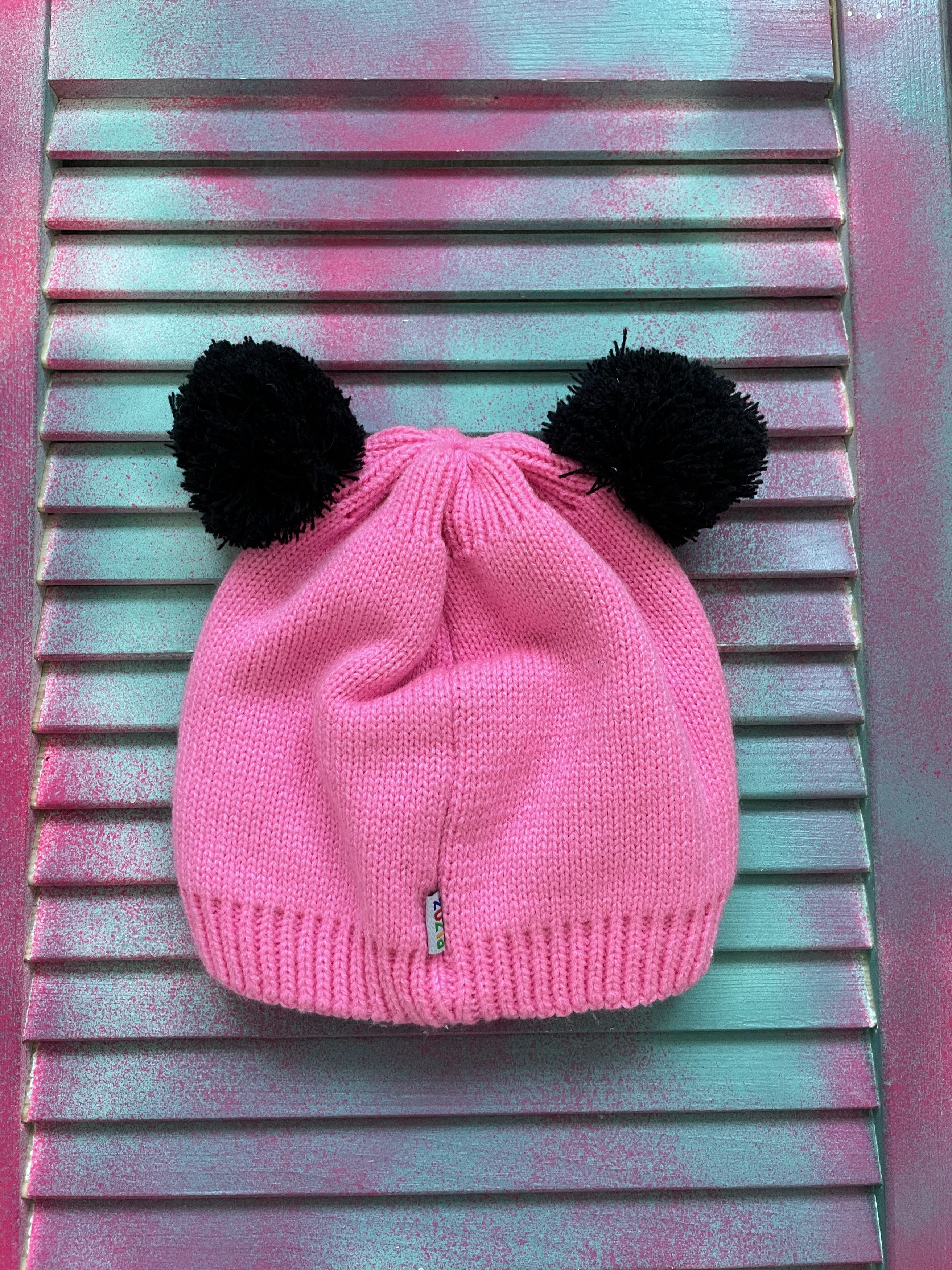 Anime Vintage Y2K Panda Face Pink Beanie hat Size ONE SIZE - 2 Thumbnail