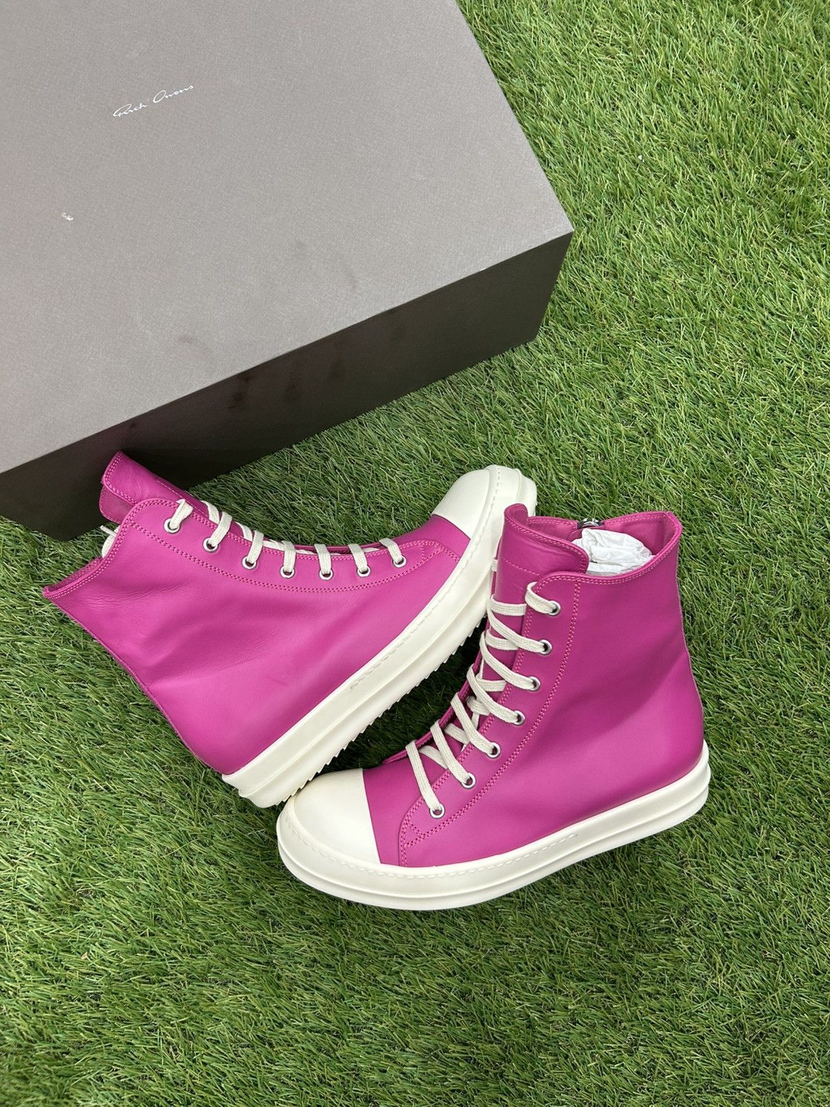 Rick Owens Rick Owens Wide Lace Ramones in Hot Pink/Milk | Grailed