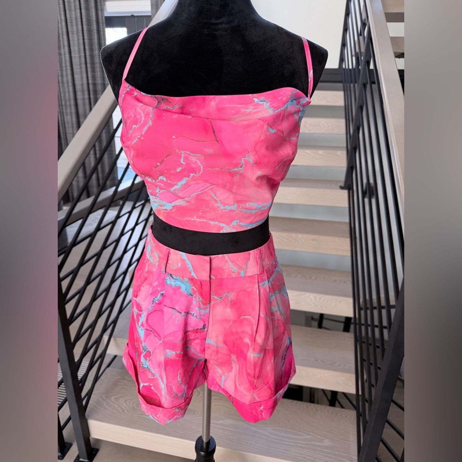 Other Pink and Blue Marble Crop Top & Matching Shorts set size S Size S / US 4 / IT 40 - 10 Thumbnail