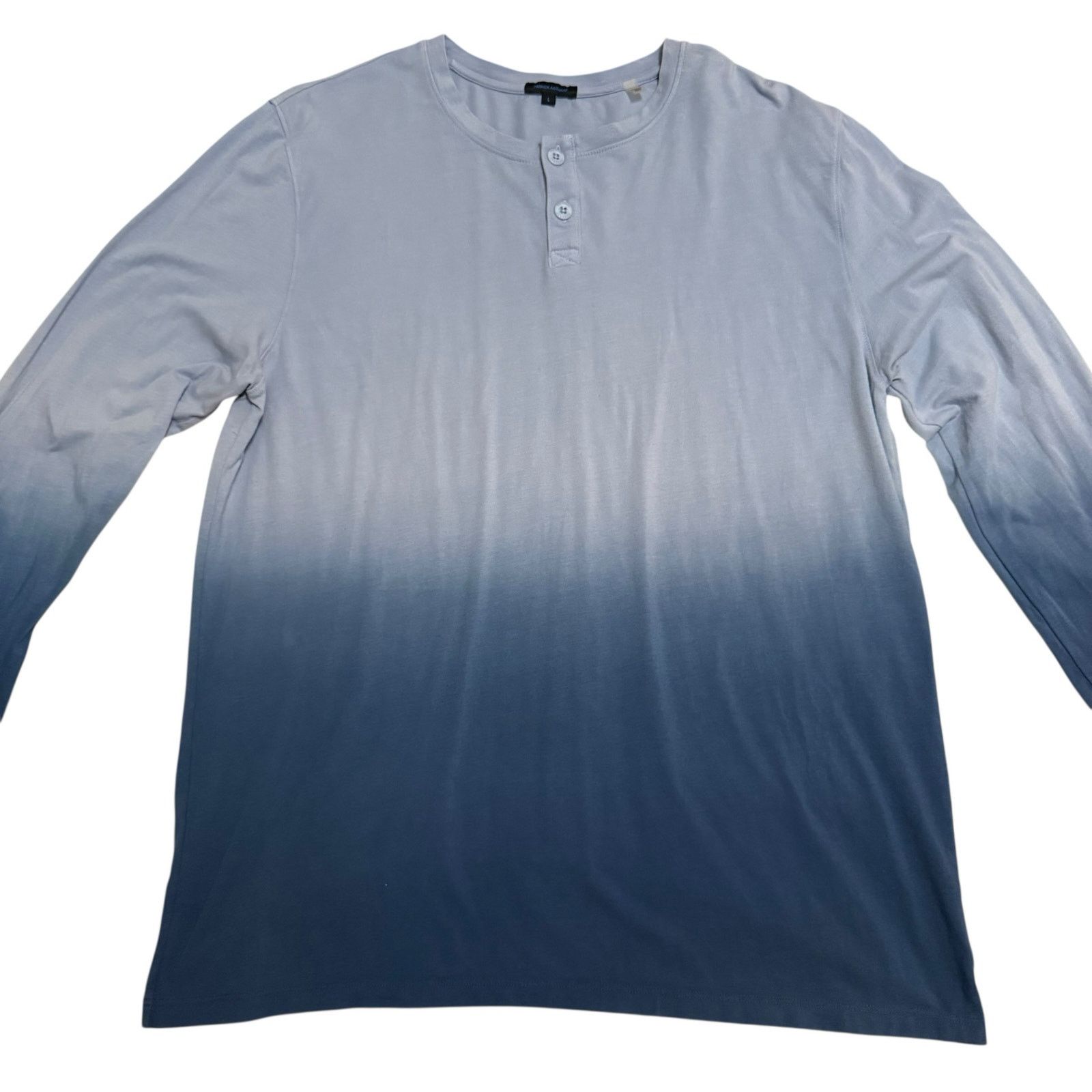 PATRICK ASSARAF Patrick Assaraf Stretch Pima Cotton Henley Ombre Blue Large Size US L / EU 52-54 / 3 - 4 Thumbnail