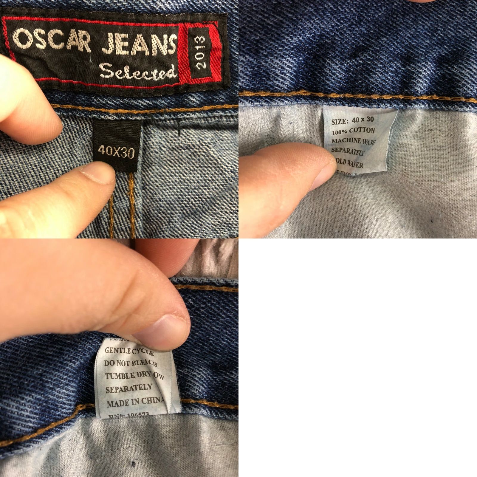 Denime Oscar Jeans Mens 40x30 Mid Rise Straight Leg Medium Wash Blue Denim Jeans Size US 40 / EU 56 - 8 Thumbnail