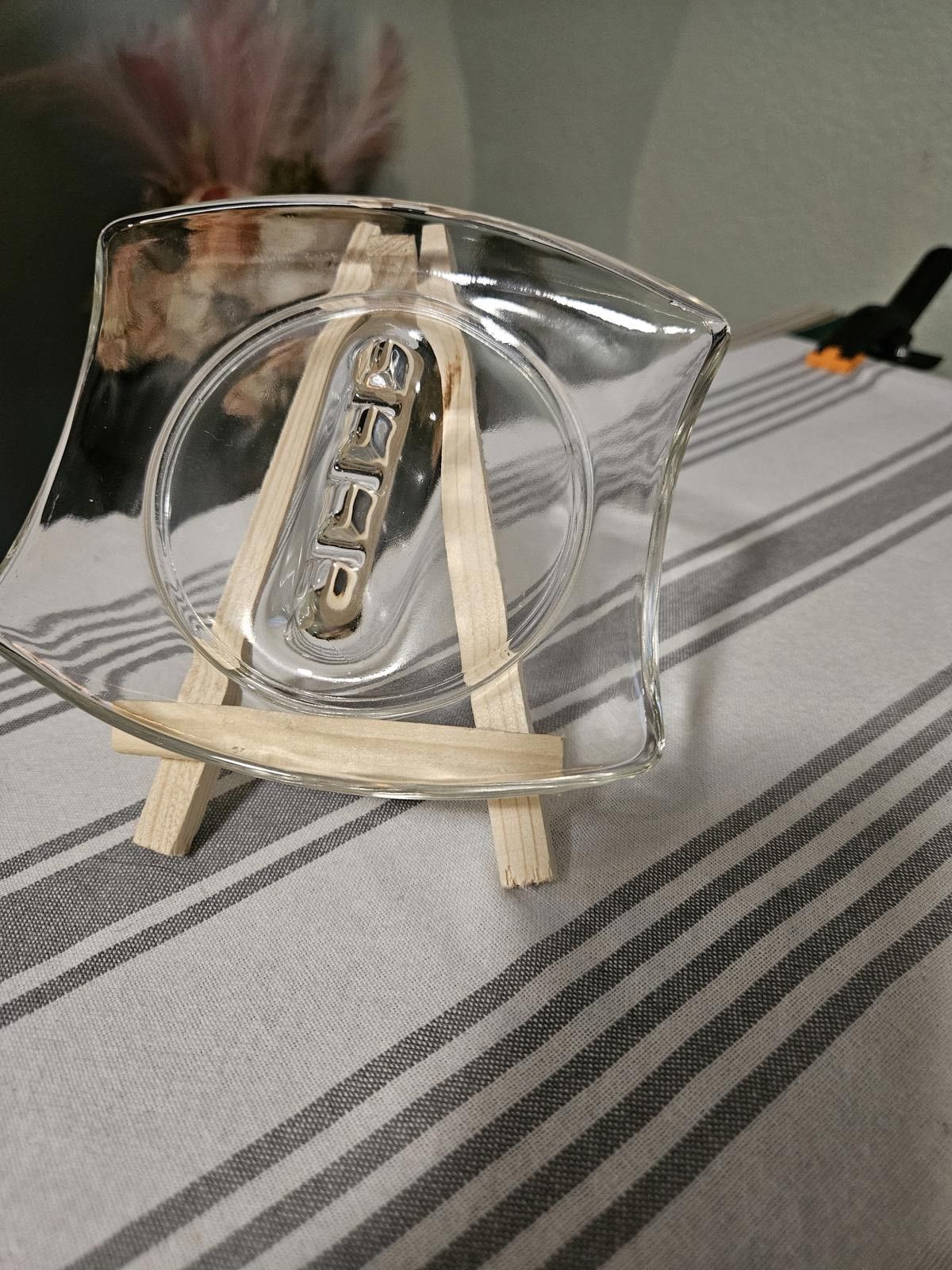 Designer Clear glass oblong ashtry, 4 spots Size ONE SIZE - 1 Thumbnail